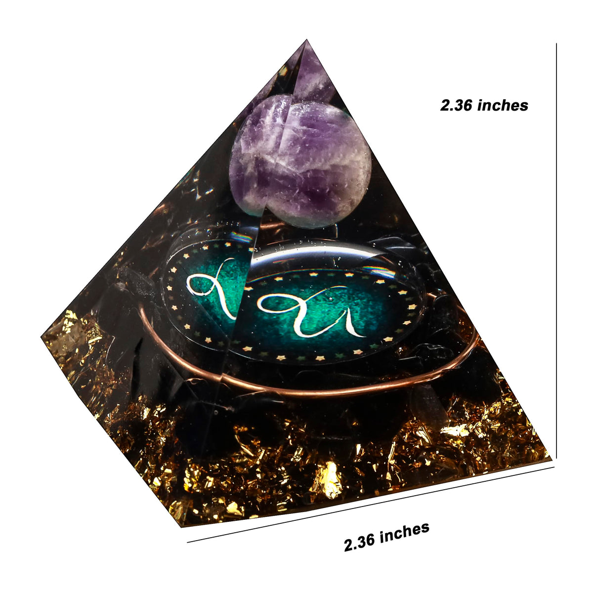 12 Zodiac Orgone Crystal Pyramid, Natural Amethyst with Obsidian,Healing Crystals Pyramid for Protection Chakra, Unique Constellation Pyramid for Positive Energy, Healing Money Health(Capricorn)