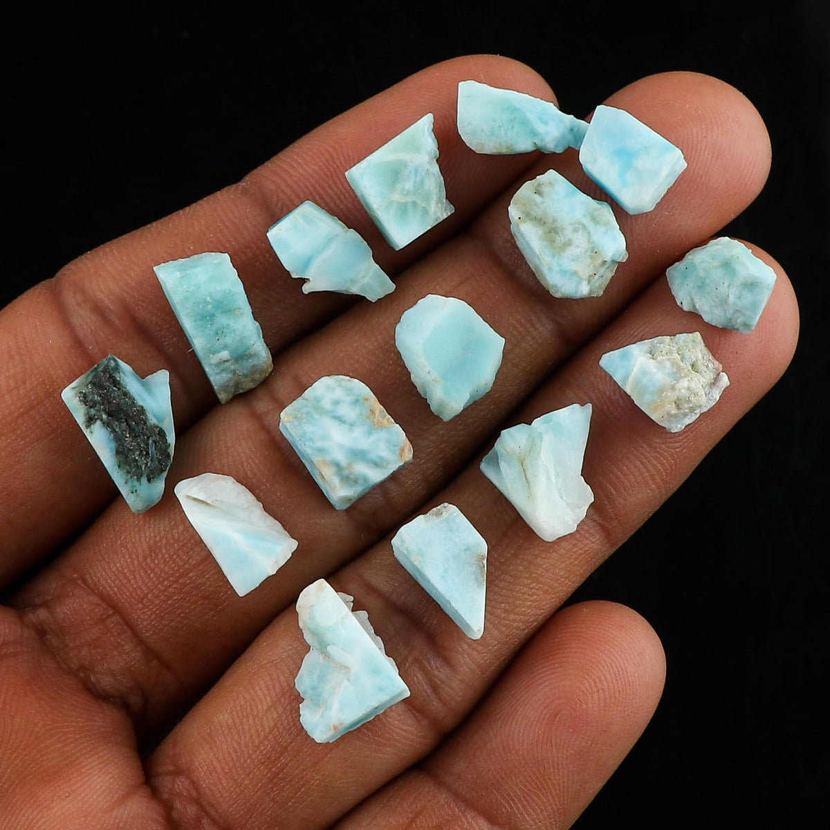 CRYSTALINES (50cts) (14-16pcs) Natural Raw Sky Blue Larimar Gemstones, Wholesale Rough Stones Supplies, DIY-Crafts Jewelry Making, Healing Wicca Crystals, Wire Wrapping, Gem Collection