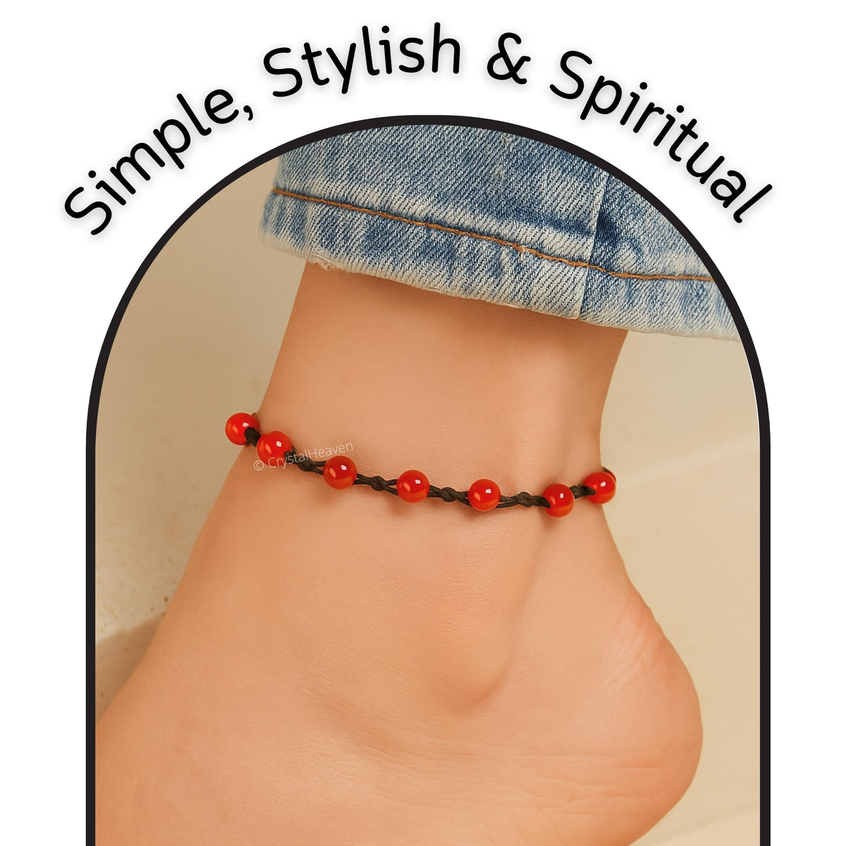 Amazing Gemstone Carnelian Anklet Ankle Bracelets for Women - Waterproof Beaded Healing Crystal Anklets, Plus Size Chakra Gemstone Bead Anklet (Stretchy Adjustable - Hand Knotted)