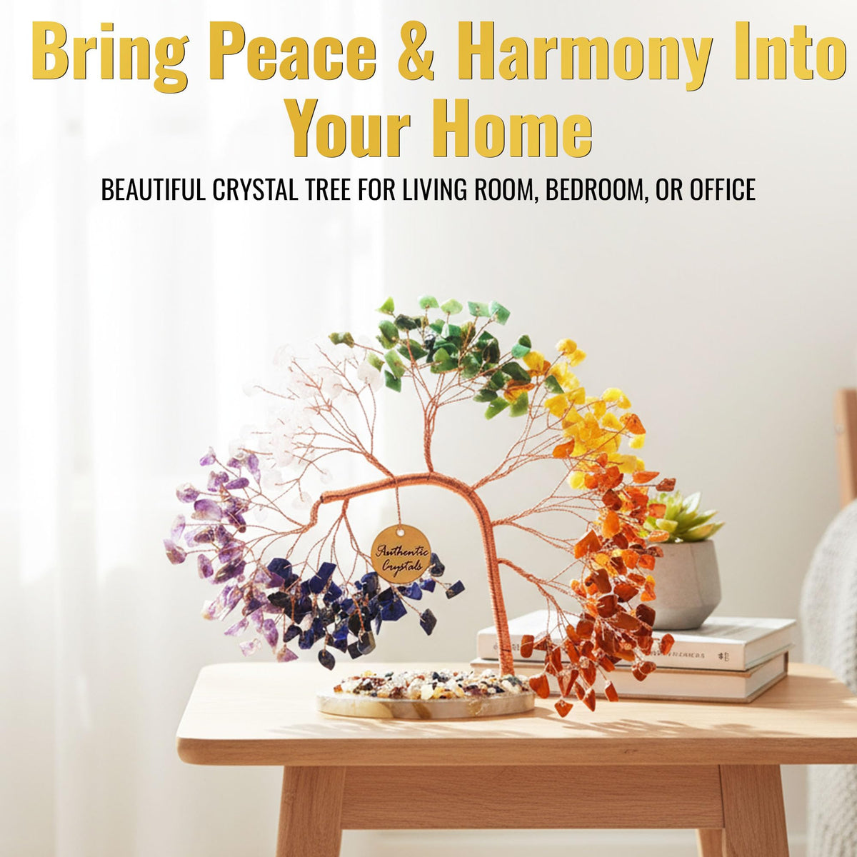ANAYA AGATE 7 Chakra Crystal Tree of Life – Handmade Healing Gemstone Bonsai Trees for Home & Office Décor – Feng Shui Money Tree for Positive Energy, Good Luck & Spiritual for Women