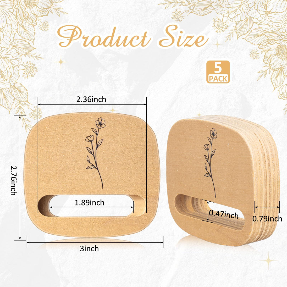 Juexica 5 Pcs Embroidery Hoop Display 3 x 2.76 Inches Embroidery Hoop Holder Wooden Base Hidden Screw Design DIY for Cross Stitch Accessories Decor