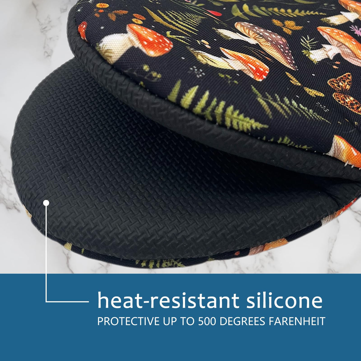 AIMASTZ Mushroom Mini Silicone Oven Mitts 2-Pack Set, Heat Slip Resistant Kitchen Gloves, Soft Short Oven Mittens for Safe Cooking Baking Grilling