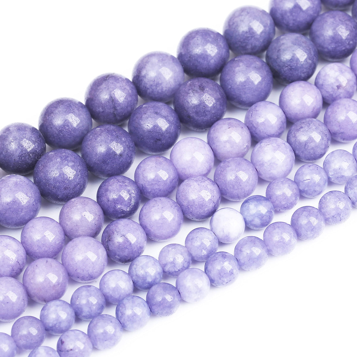 Lavender Purple Chalcedony Natural Stone Beads Gems Round Loose Beads Jewelry Making DIY Bracelet Necklace Accessory 1 Strand 45PCS 8MM 15"