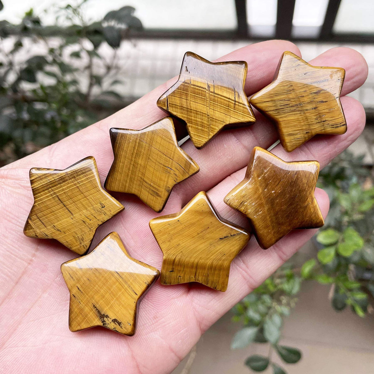 Fekuar Tiger's Eye Stone Crystal Star Chakra Stones for Reiki Healing Yoga Balance Meditation Polished Mini Pocket Palm Stone 1 Inch (30mm)
