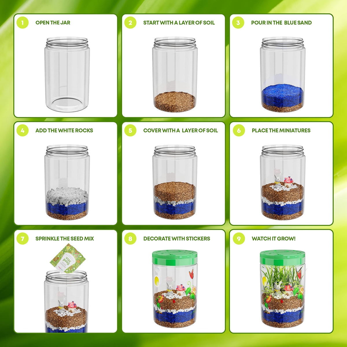 Dan&Darci Light-Up Terrarium Kit for Kids - STEM Science Kit - Educational DIY Toy for Boys & Girls - Birthday Gift - Craft Project Idea for Ages 6 7 8 9 10 11 12 Year Old - Craft for Boys
