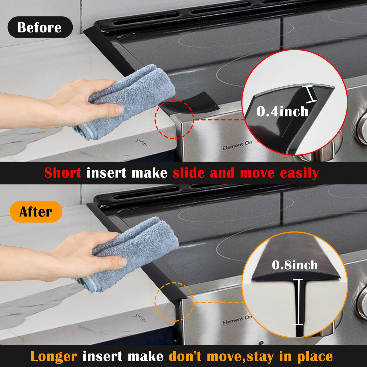 KindGa Stove Gap Covers, Silicone Counter Gap Filler for Stove, 30 Inches Can Be Cut to Any Size for 0.2-1 inch Gap, Seal Spills between Appliances Countertop Furniture Stoves Ovens(Set of 2, Black)
