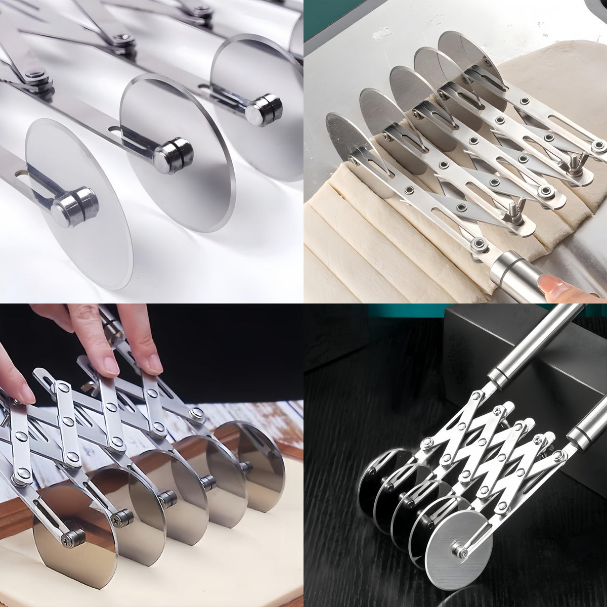 5-Wheel Professional Pastry Cutter - Stainless Steel Pizza & Dough Tool, Multi-Use Kitchen Utensil for Baking, Lattice Cutting, Cookie Dividing - Heavy Duty Pastry Wheel with Ergonomic Handle