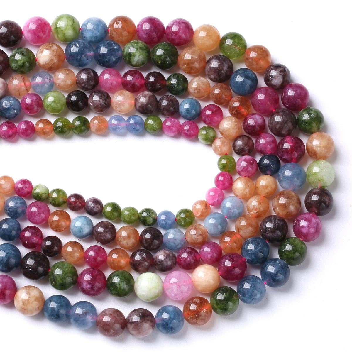 45pcs 8mm Natural Colorful Tourmaline Jade Stone Beads Round Loose Crystal Healing Energy Beads for Jewelry Making DIY Bracelet Necklace Earrings 15"(8mm, Colorful Tourmaline)
