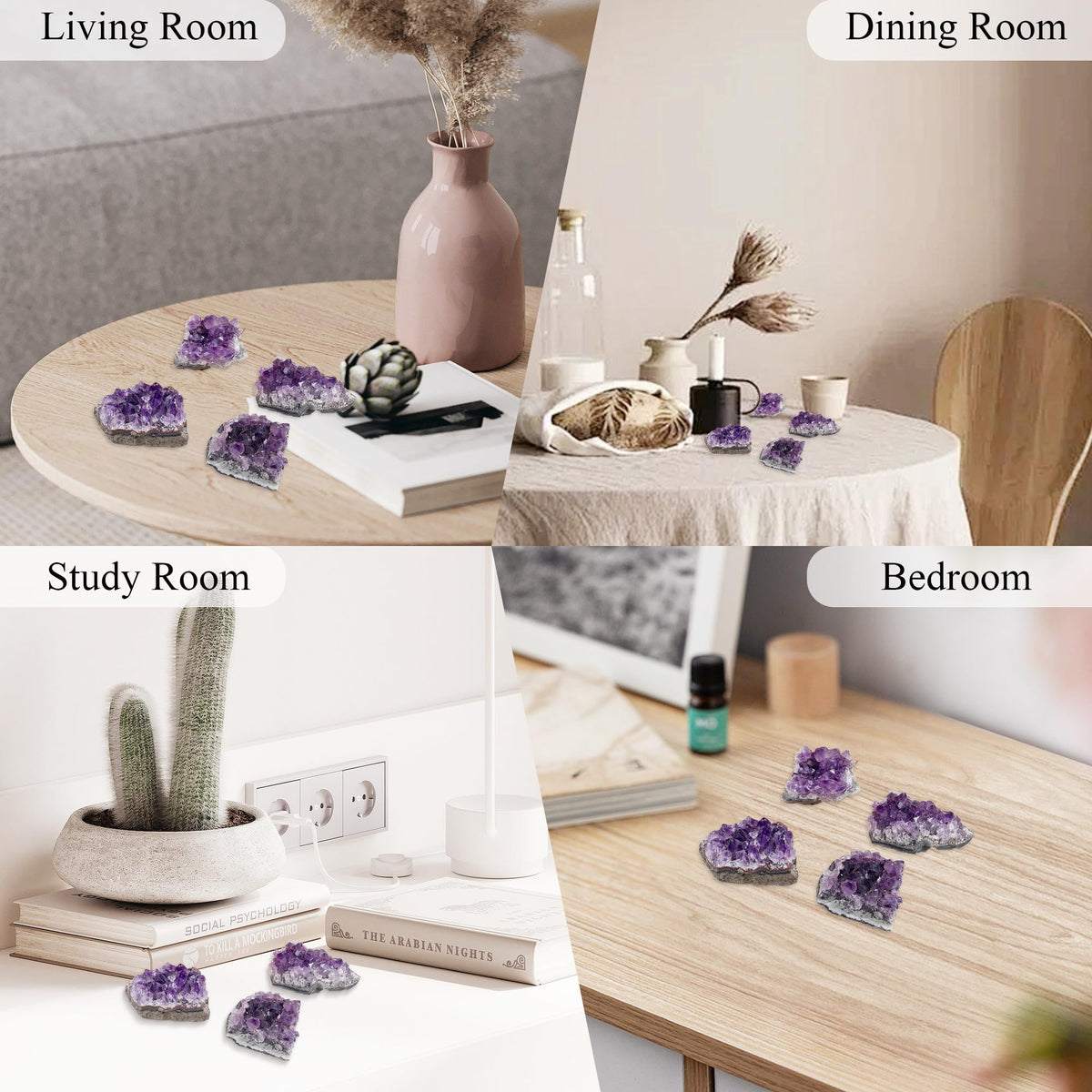 ZHIYUXI Amethyst Crystal Cluster Rock Geode Gemstones Purple Raw Crystals Stone Rock Collection Raw Energy Balance Reiki Home Decor 1Pc 50-70g
