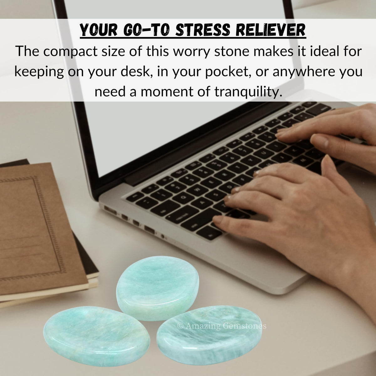 Amazing Gemstone Amazonite Worry Stone Crystals and Healing Stones for Stress Relief Gifts - Piedra Crystal Fidget for Meditation, Relaxation - Unique Stocking Stuffers and Birthday Gifts