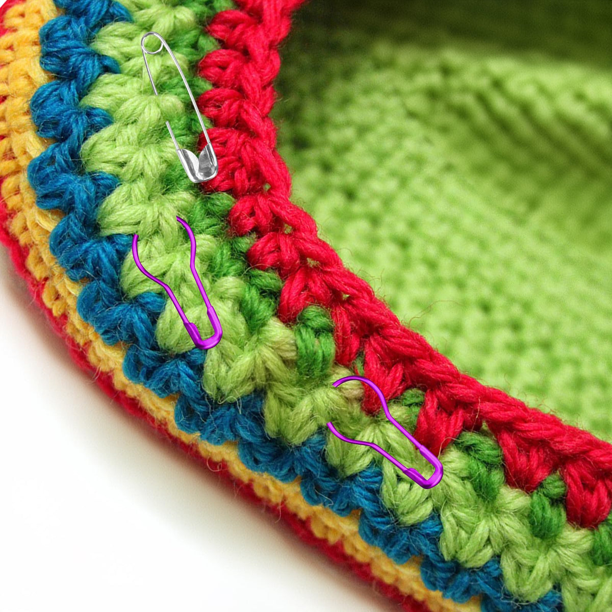 Olikraft Crochet Blocking Board with Pegs (8 Inches) and 1200 PCS Bulb Gourd Safety Pin Stitch Markers - Perfect for Blocking Crochet Projects and Organized Stitch Marking