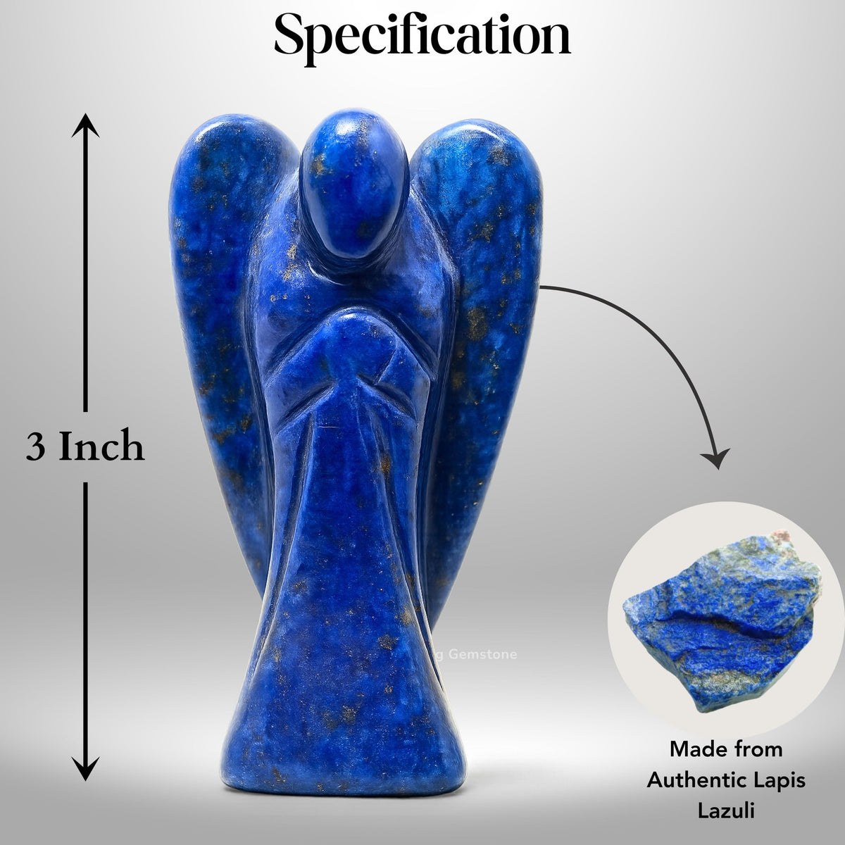 Amazing Gemstone Lapis Lazuli Angel - Lapis Lazuli Crystal Angel and Pocket Guardian Angel Crystal Figurines (3 inches)