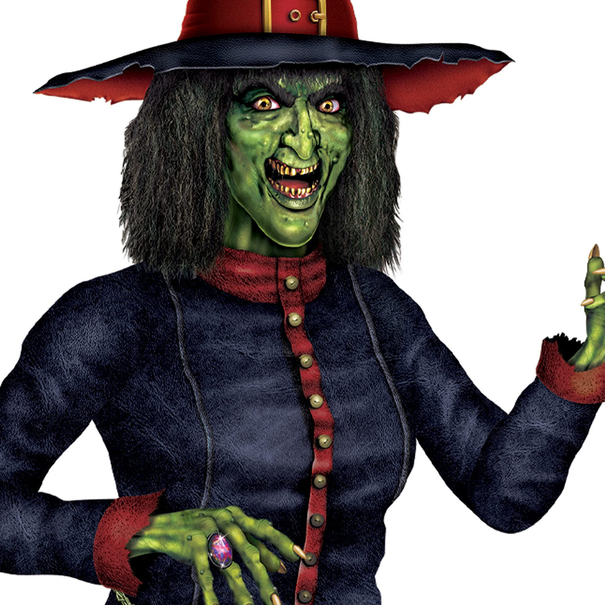 Beistle Jointed Witch Decorations – 2 Pack, Poseable Halloween Cutouts, Cardstock Paper Wall Decorations, Spooky Green Witches Holding Brooms for Haunted Houses, Parties, and Seasonal Displays, 6' 2"
