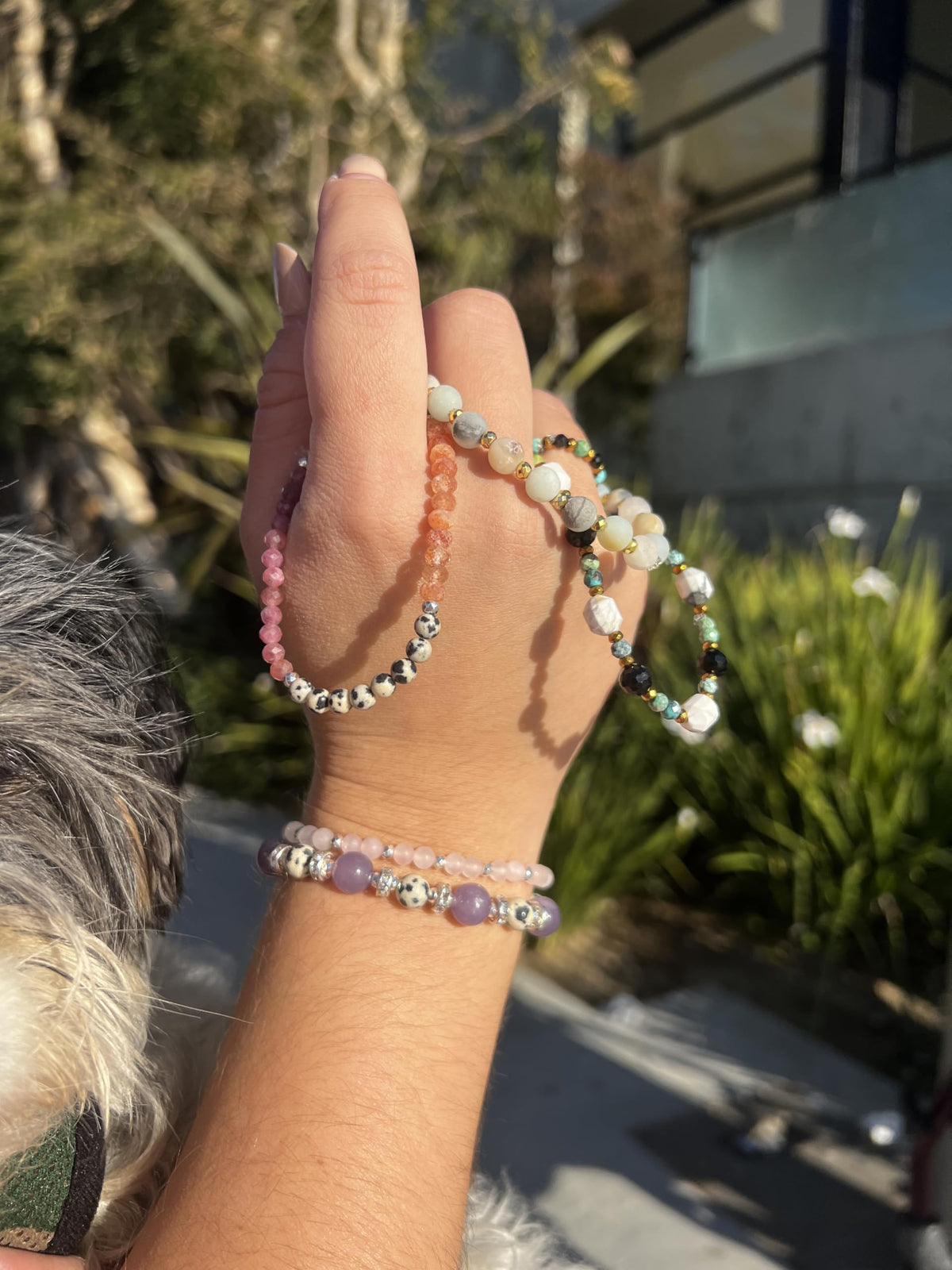 “ELLIE BRACELET” (Pink Tourmaline & Sunstone) Natural Gemstone Healing Bracelet - [6.5 inches]