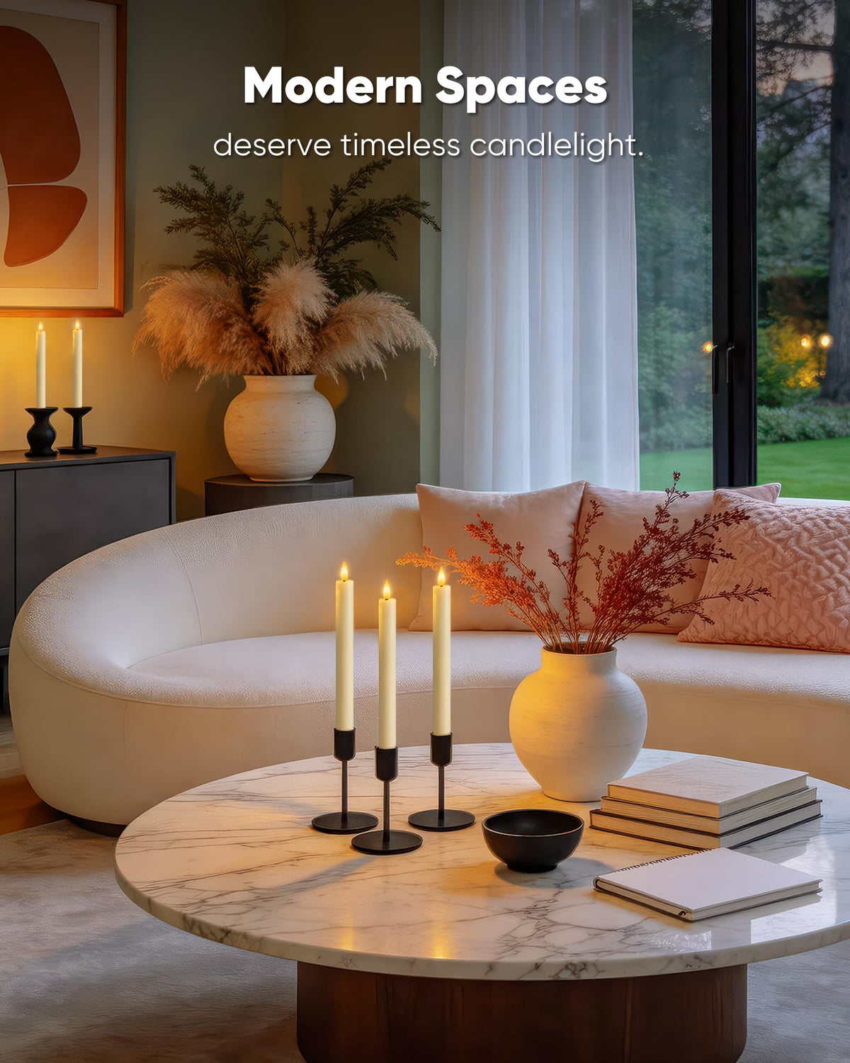 Homemory 6 Pcs Wax Flameless Taper Candles with Remote Timer and Dimmer, LED Candle Sticks with Flickering Light, Ivory Battery Operated Window Candles, 9.6 Inches for Wedding Home Indoor Decoration