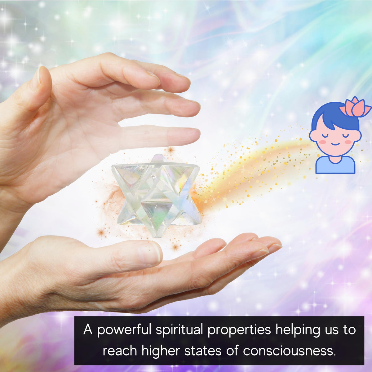 Amazing Gemstone Angel Aura Quartz Merkaba Crystal - 0.75 Inches Metaphysical Merkaba Star for Meditation - Energetic Tetrahedron Crystal and Healing Stones for Spiritual Growth and Healing (15-20mm)