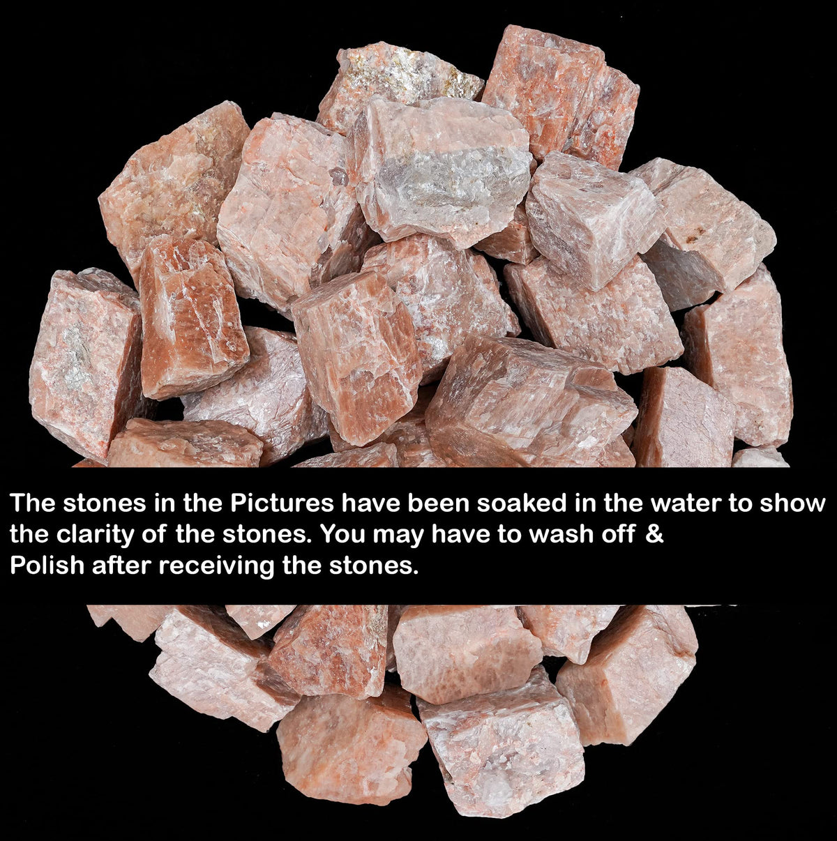 Crocon® 1LB Peach Moonstone Rough Bulk Rocks Natural Stone Spiritual Gifts Raw Gemstone Crystals and Stones Tumbling Cabbing Polishing Gem Mining Chakra Balancing Reiki Healing Home Office Décor