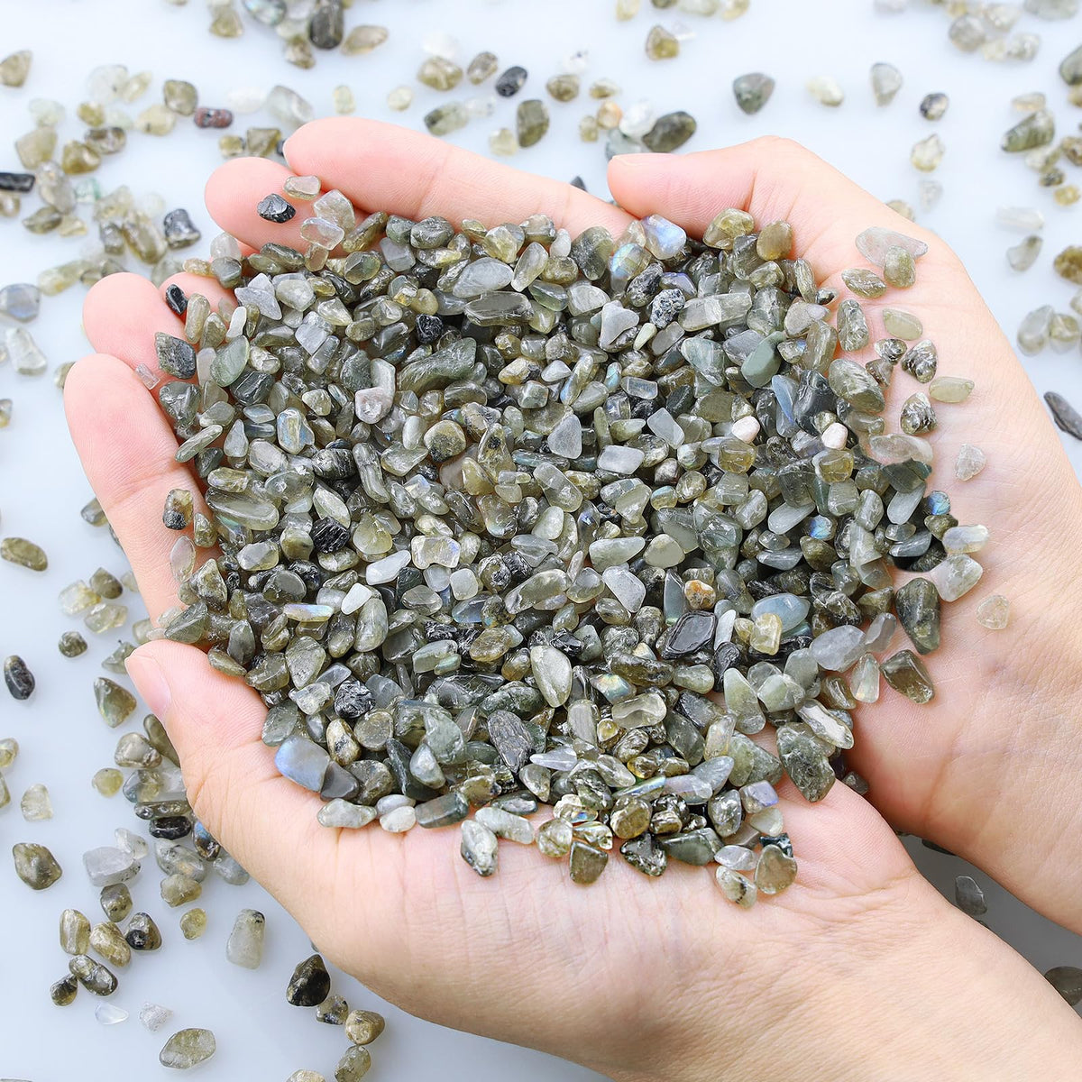 ZHIYUXI Labradorite Crystal Chips Bulk Fish Tank Decorations Aquarium Rocks Gravel Vase Filler Stones Crystals for Candle Making Witch Kit Gravel for Plants Quartz Sand Gemstone 0.44 lbs