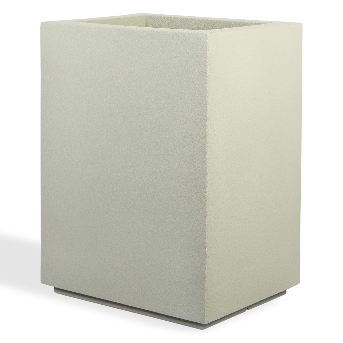 PolyStone Cozumel Column Planter – 23" x 18" x 30" – Large Indoor/Outdoor Planter Box for Patio & Garden – Modern Stone-Look Resin – Durable All-Weather w/Drainage Holes - Made in USA – Greige