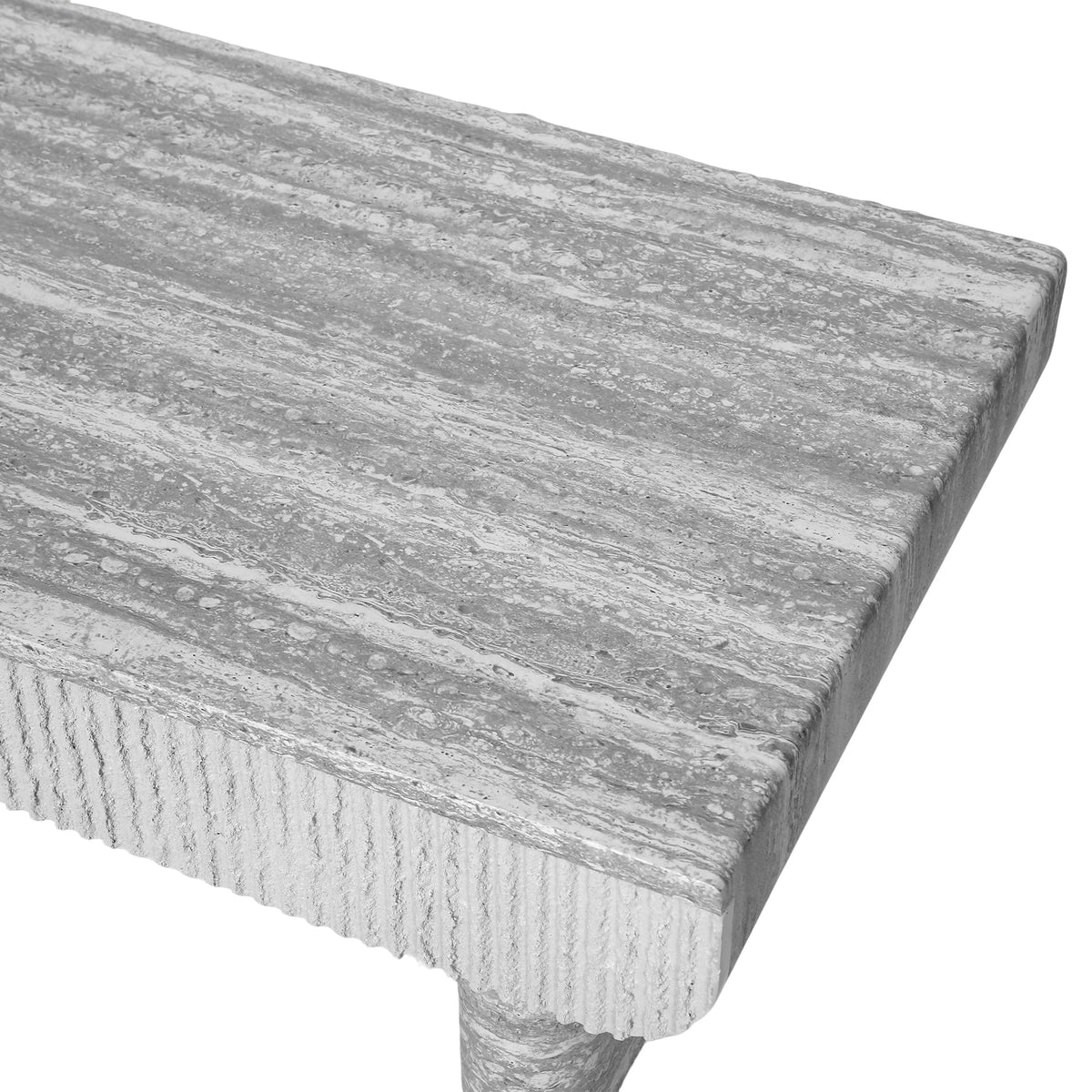 GDFStudio 46.85" Rectangle Coffee Table with Hidden Storage Drawer, Modern Wood Center Table with Faux Marble Top & Fluted Design, Small Space Coffee Table for Living Room Home Office, Grey