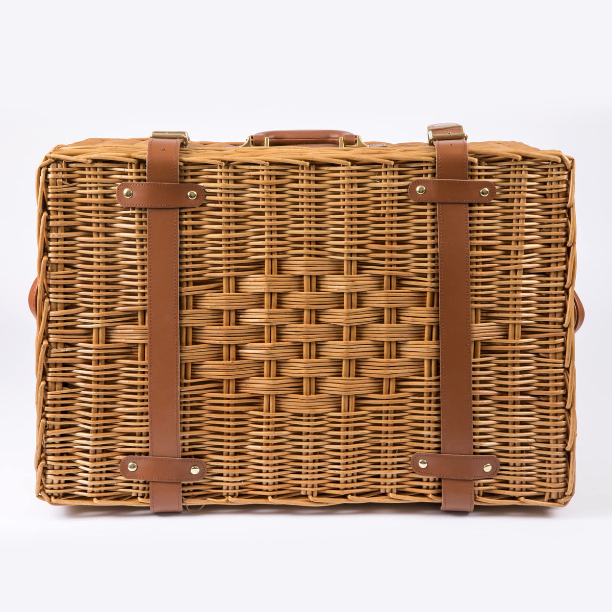 PICNIC TIME - Windsor Luxury Picnic Basket for 4 - Large Wicker Picnic Basket - Deluxe Picnic Set 4, (Navy Blue)