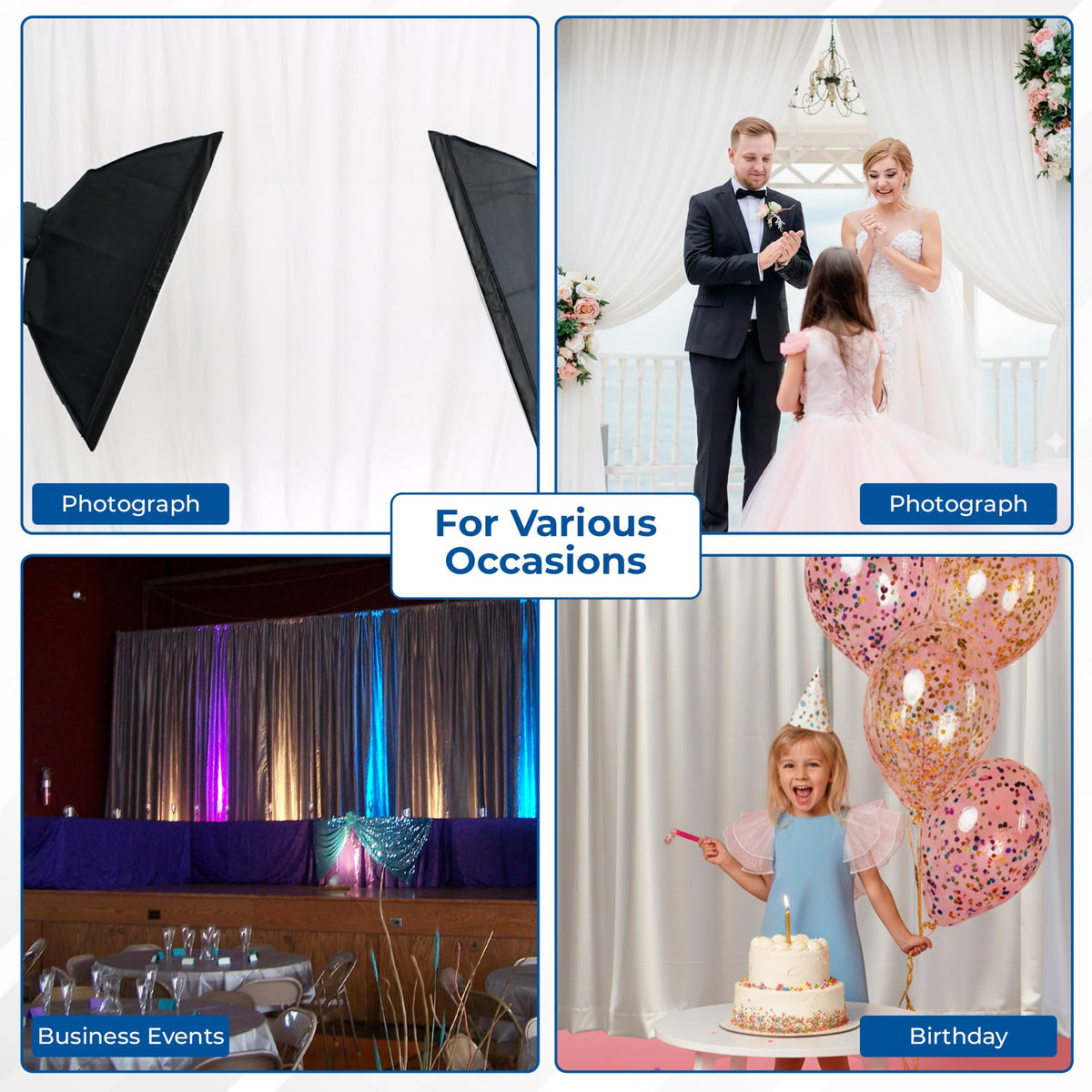 OnlineEEI Premier Portable Pipe and Drape Backdrop Kit 8ft x 10ft (Royal Blue)