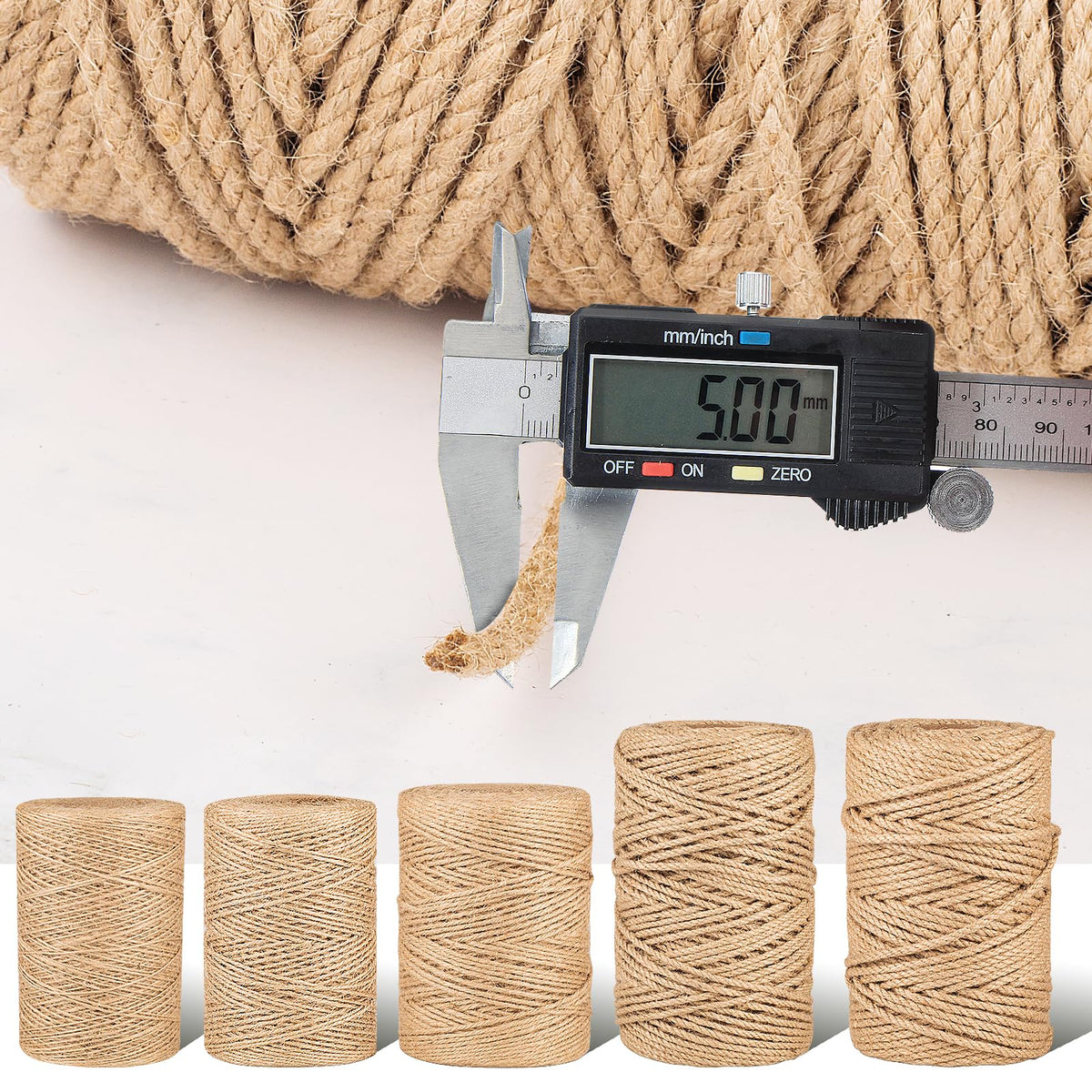 Natural Jute Twine String 5mm x 328ft Bulk Jute Rope for Crafting, Gardening, Gift Wrapping - Brown Decorative Cord for Cat Scratching Posts, DIY Projects