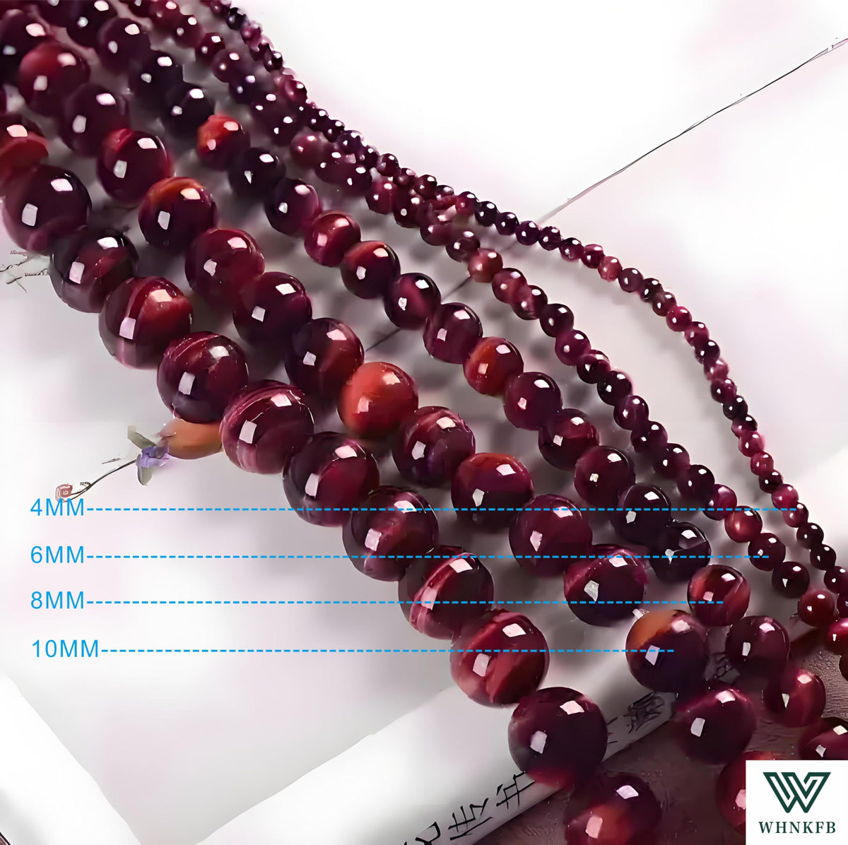 WHNKFB 6mm 100PCS Natural Red Tiger's Eye Round Beads, Smooth Polished Loose Gemstone Beads for Jewelry Making Craft - 4mm 6mm 8mm 10mm Options with Free Elastic Cord