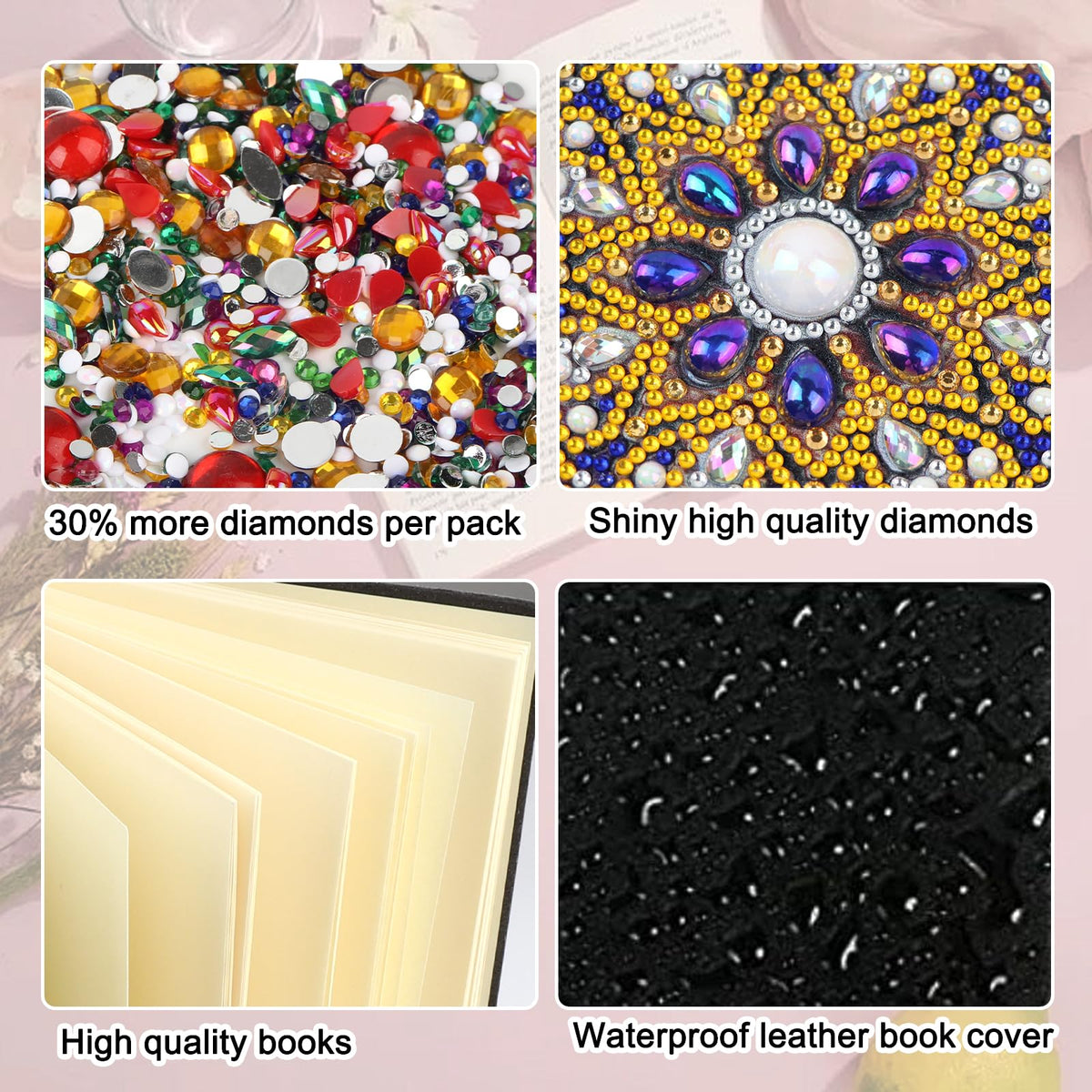 JZHYOAN Cat DIY Diamond Painting Notebook for Adults A5 Blank Diamond Art Composition Journaling Notebooks Notepad Sketchbook Diary Mosaic Kits for Beginners Craft Lovers Gift Table Decoration
