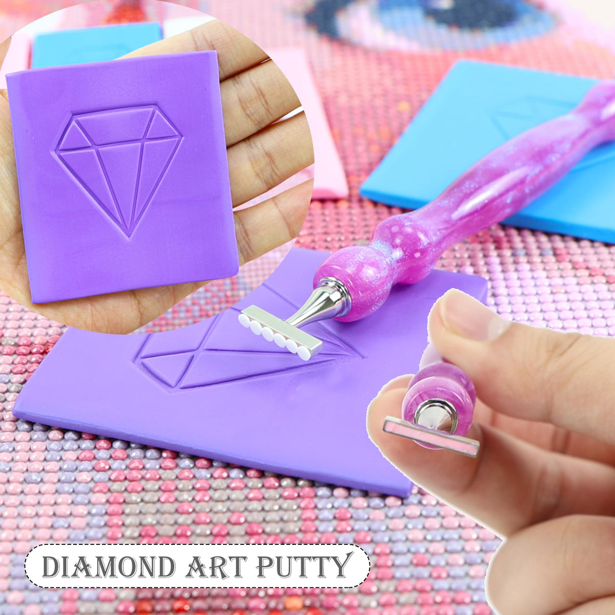 Diamond Painting Pen, with Thin Version Steel Diamond Painting Art Drilling Tips Nibs Multi-Placers, Putty Wax, Straightening Tool, Diamond Art Pen, 5D Diamond Art Accessories Tools Kit (1248-Beads)