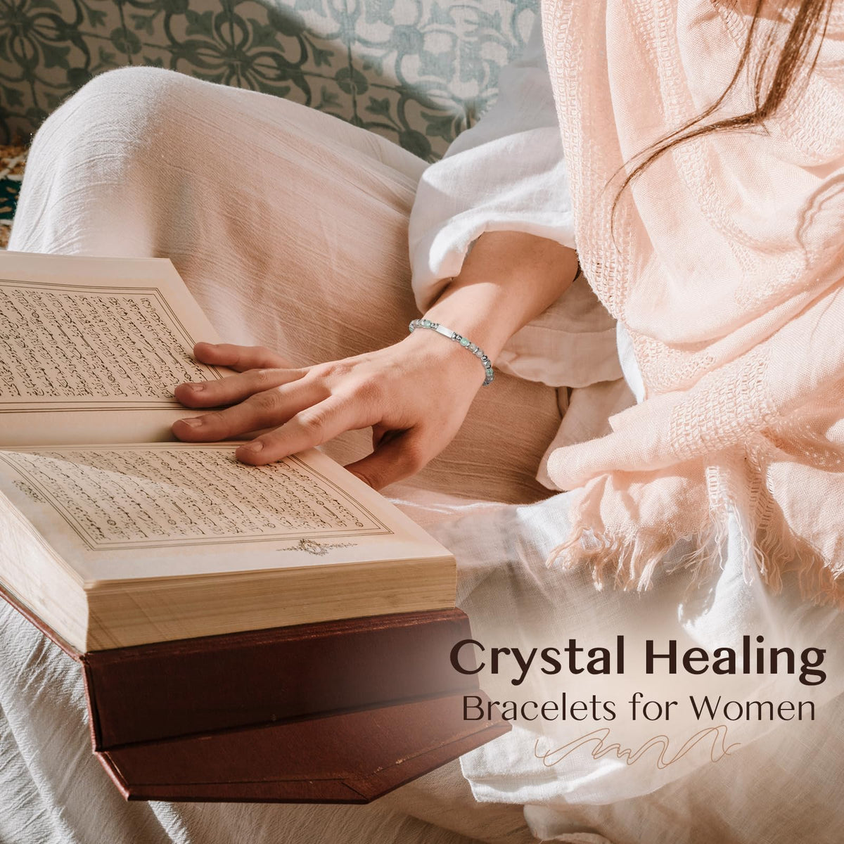 ZOKCC Natural Healing Crystal Bracelet for Women: Empath Protection Triple Protection Anxiety Relief New Beginnings Good Luck Bracelet Spiritual Gifts for Women Friends Sister Mom Daughter Coworkers