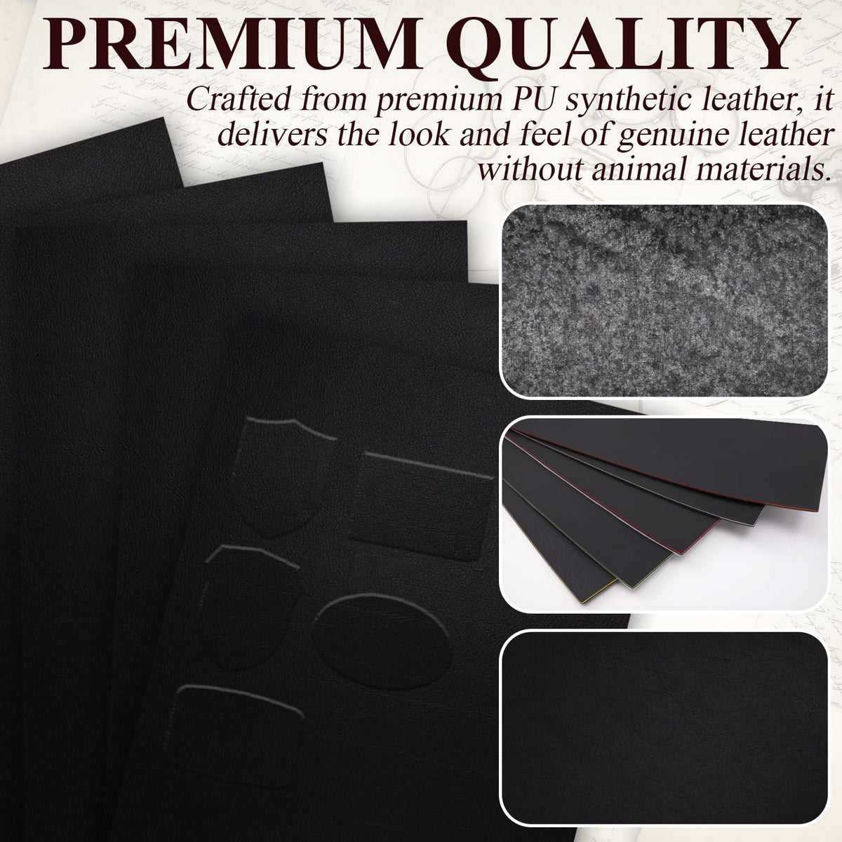 5 Pack Laserable Faux Leatherette Sheets Iron-On Leather Patches with Heat Press Adhesive Backing for DIY Hats, Caps, Beanies, Shirts, Laser Engraving & UV Printing Craft Supplies（Black White）