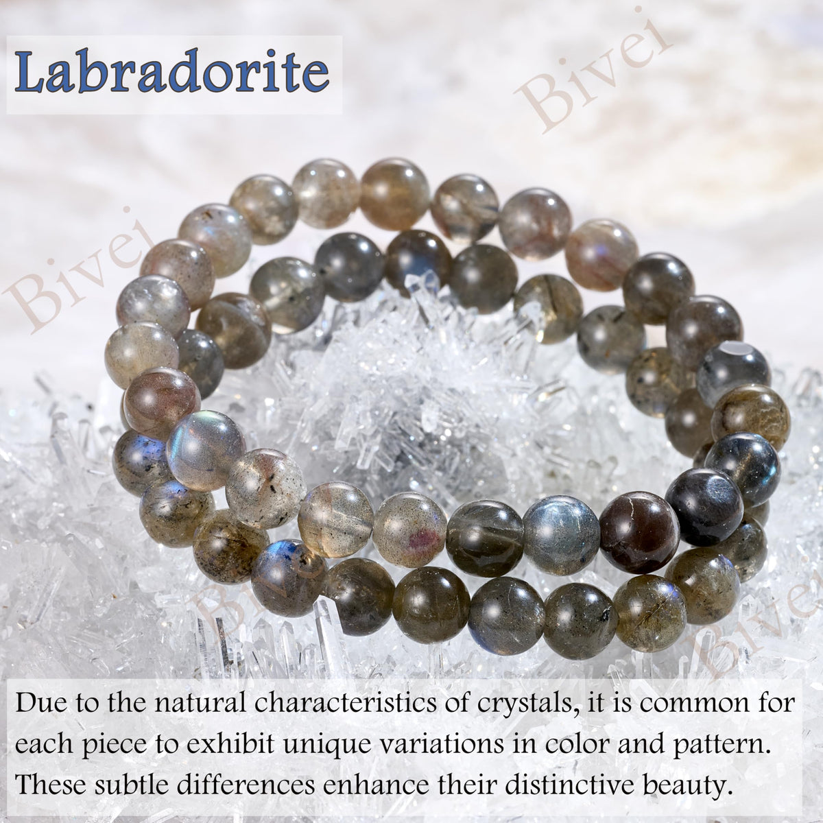 Labradorite - Transformation - 8mm Beaded Bracelets for Women Handmade Semi Precious Natural Stone Stretch Elastic Jewelry Yoga Protection Gifts