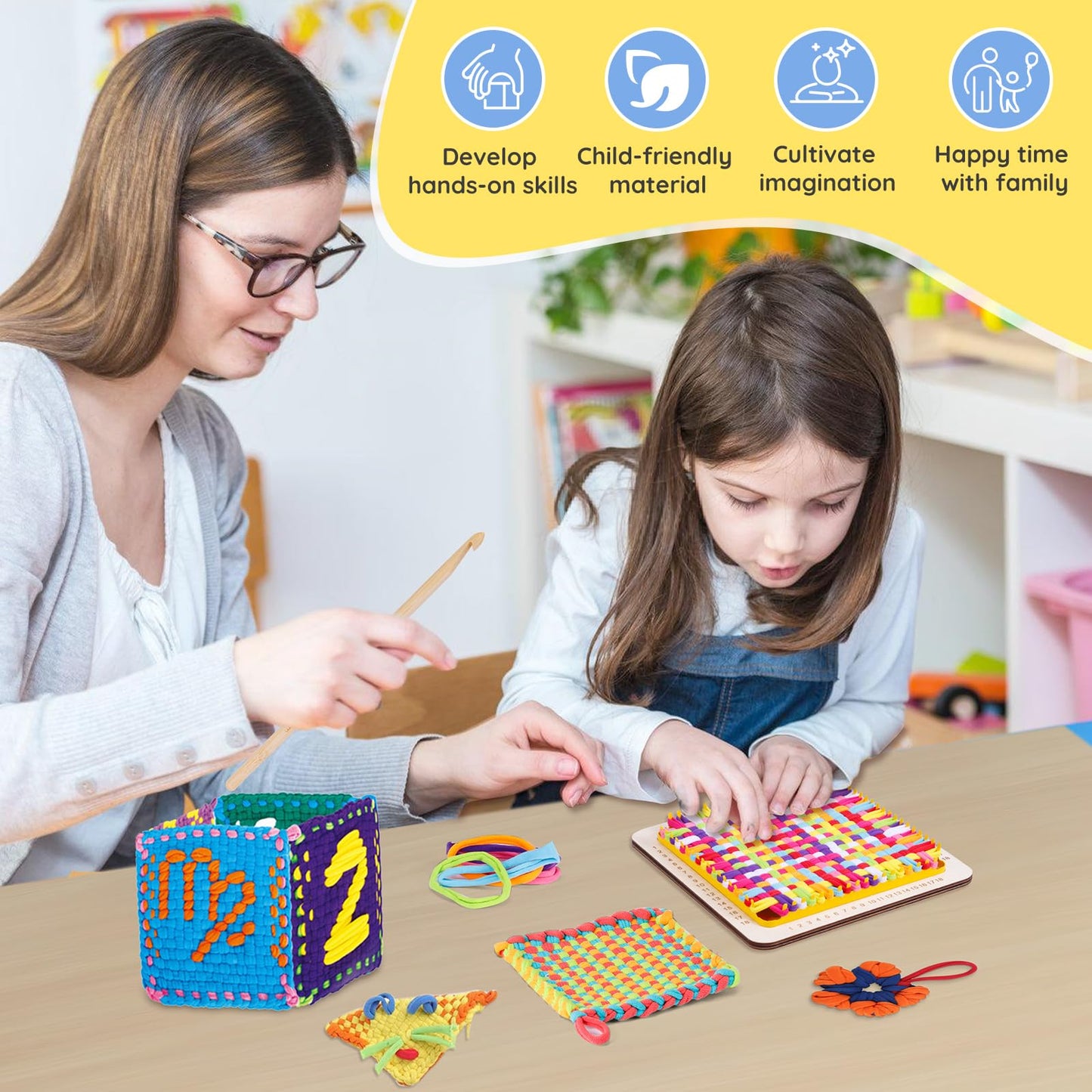 DREMTOY Metal Weaving Loom Kit Toys, DIY Crafts Projects for Kids and Adults, Gift Ideas for Girls 6-12 Years, Easy Potholder Loom Knitting for Beginners, Includes 9 Colors, 288 Craft Loops
