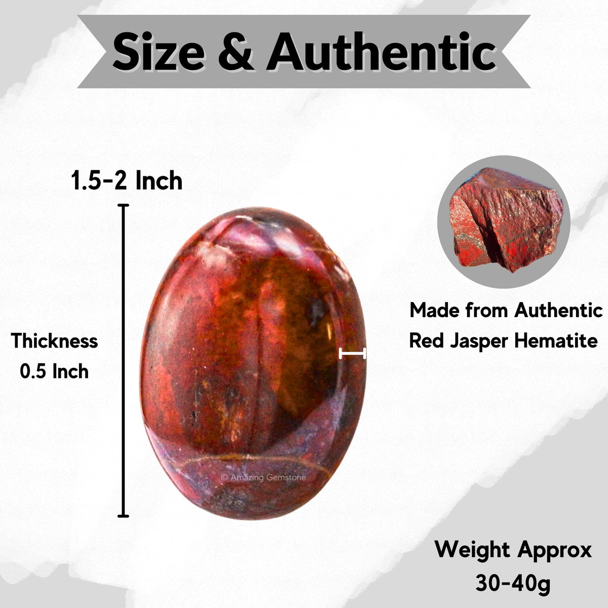 Amazing Gemstone Red Jasper Hematite Crystals and Healing Stones - Large Palm Stone Crystals Piedra - Crystal for Good Luck, Positive Energy, Meditation - Unique Stocking Stuffers Birthday Gifts