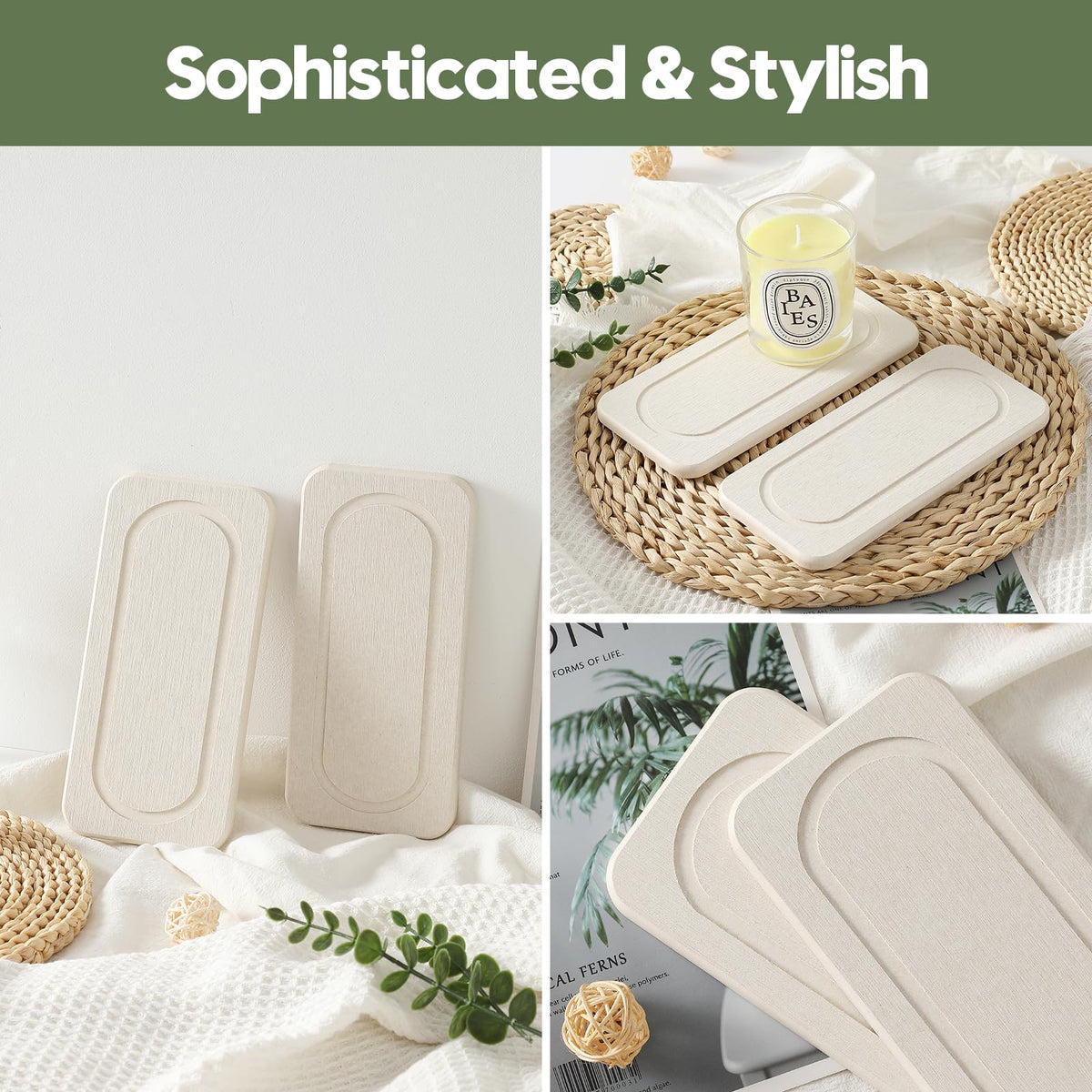 2Pack Diatomite Stone Sink Tray, Water Absorbing Faucet Mat for Kitchen & Bathroom Counter, Quick Dry Decorative Soap Dish Makeup Vanity Caddy,Dispenser Sponge Holder Organizer, Beige-8"x 3.8"