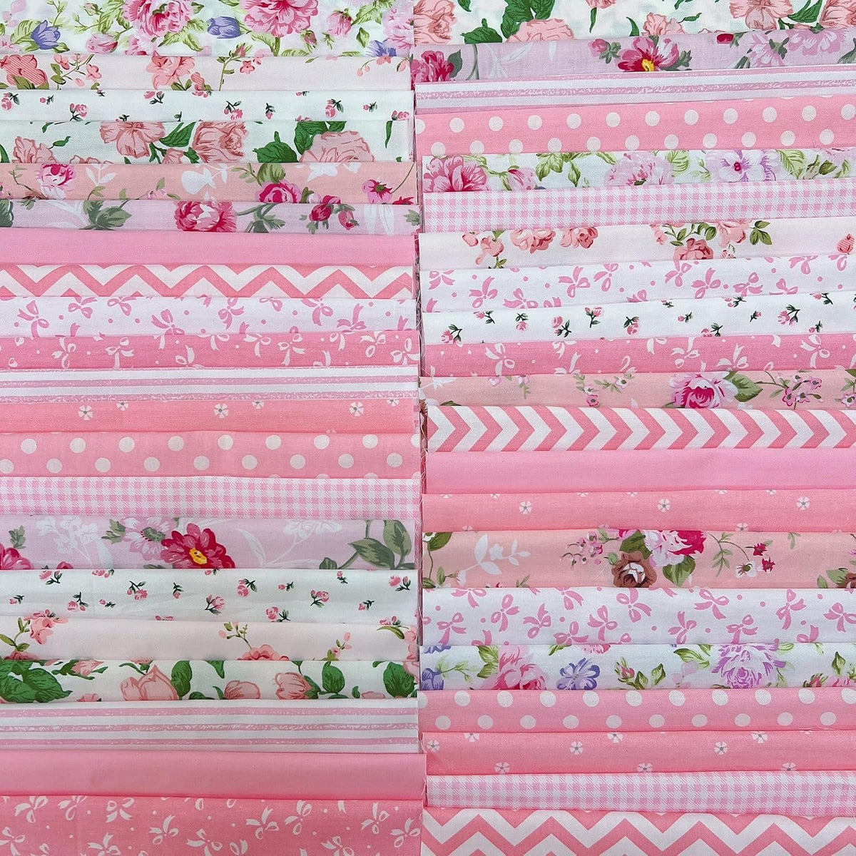42pcs Cotton Fabric DIY Making Supplies Quilting Patchwork Fabric Fat Quarter Bundles DIY for Quilting Cotton Patchwork Cushion (Pink)