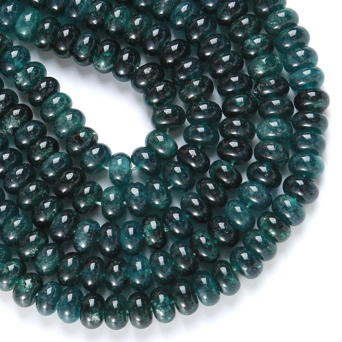 76pcs 5x8mm Natural Stone Dark Blue Jade Rondelle Spacer Loose Beads Abacus Disk Stone Round Loose Gemstone Beads for Jewelry Making DIY Bracelet Necklace