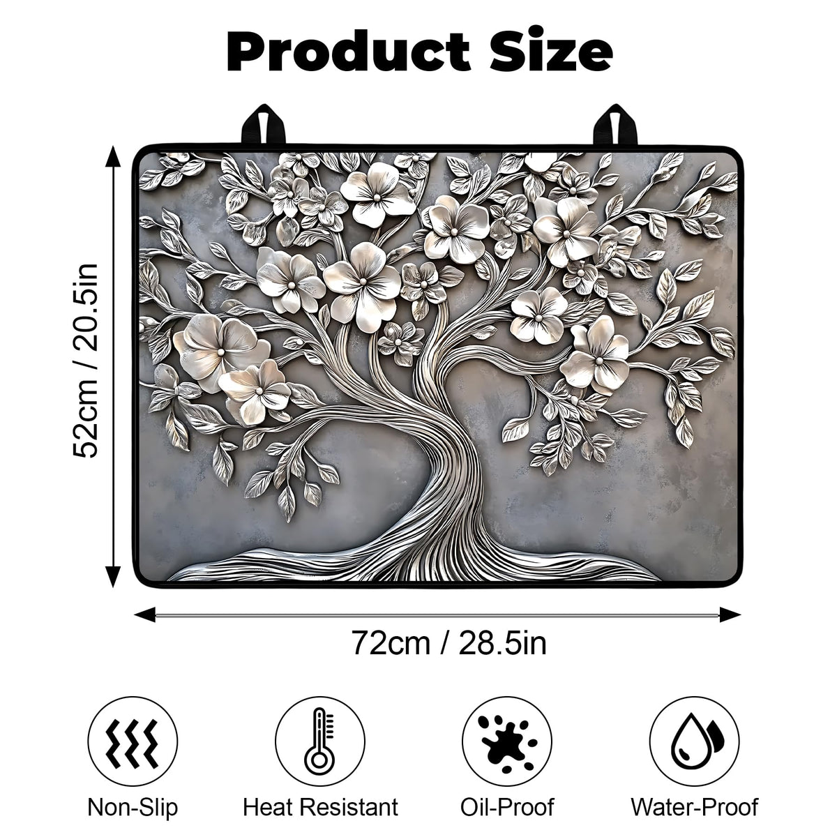 BSFHH Heat-Resistant Glass Stove Top Cover with Anti-Slip Rubber Coating – Electric Stove Protector, Scratch-Resistant, Expands Counter Space, Stylish Kitchen Decor (Tree)