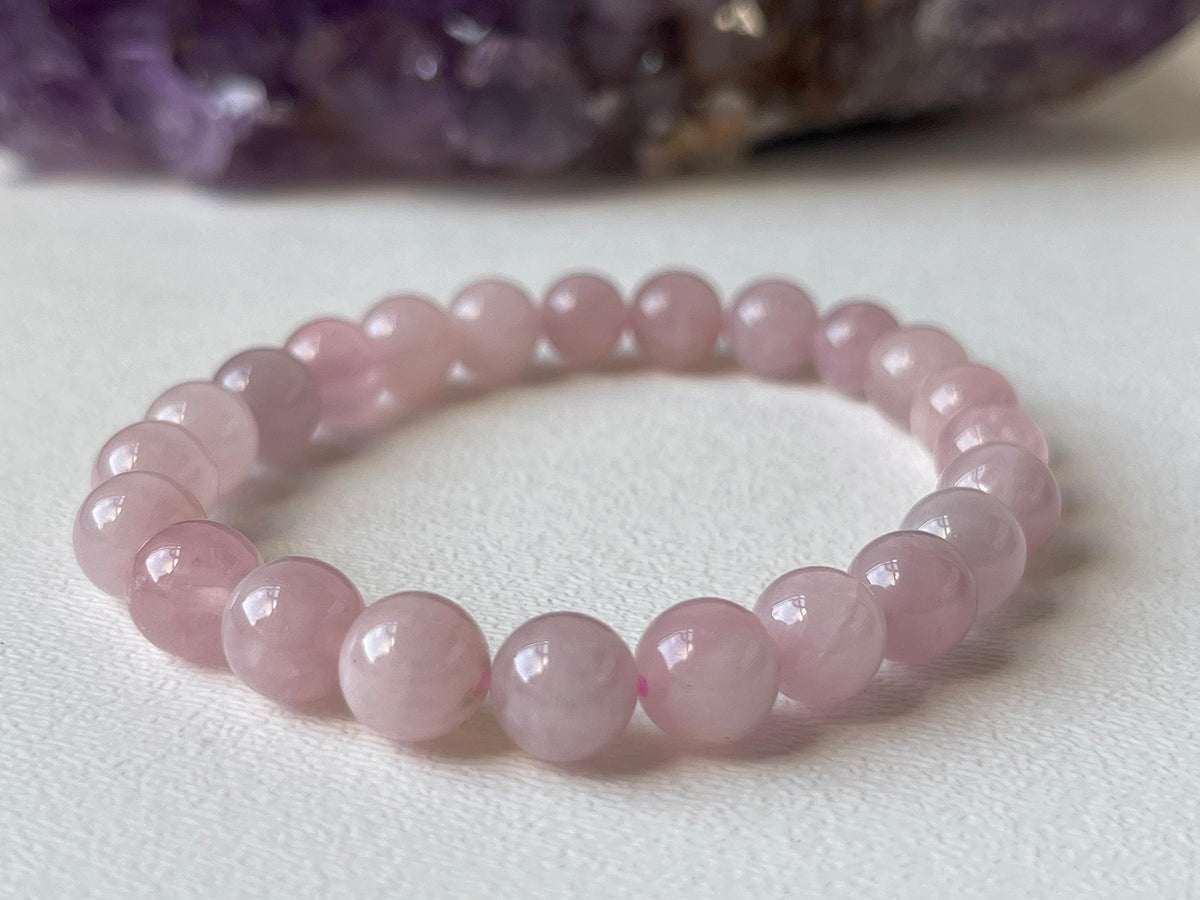 GAF TREASURES Rose Quartz Crystal Bead Bracelet, Genuine Rose Quartz Bracelet, Healing Crystal Bracelet Gift for Men & Women (1)