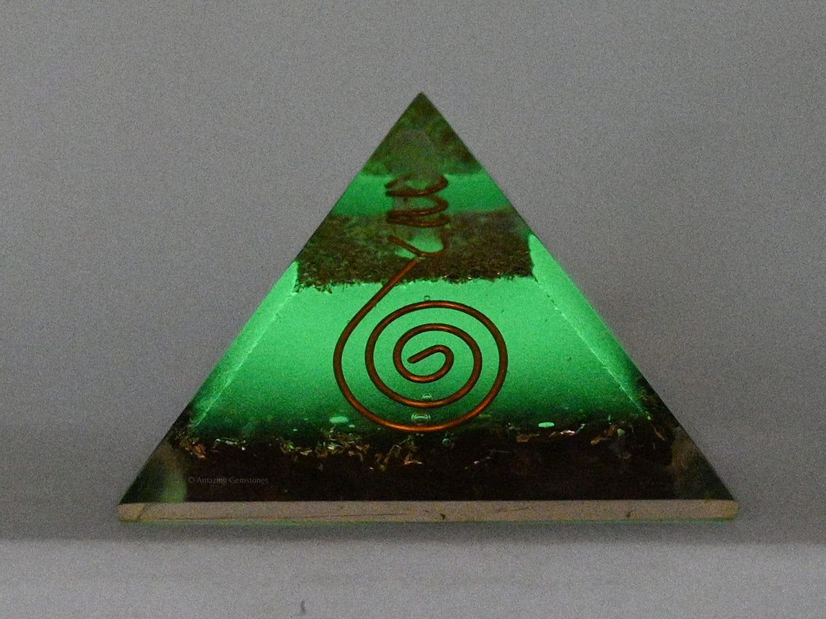Amazing Gemstone Large Orgone Pyramid | Glow in Dark Garnet Pyramid Crystal | Orgonite Pyramid | Organ Pyramids Positive Energy Healing