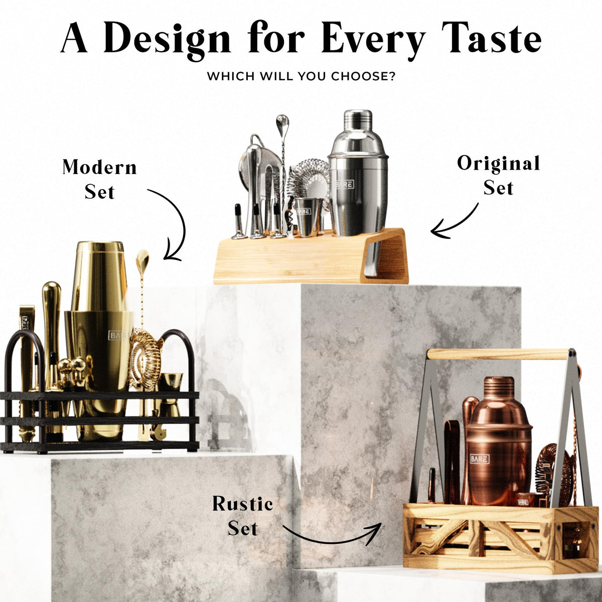 BARE BARREL® Mixology Bartender Kit Bar Set | 14-Piece Cocktail Shaker Set | Martini Barware Mixing Tools for Home Bartending | 35 Recipe Cards | Gift Set (28oz Boston Shaker, Jet Black/Black)