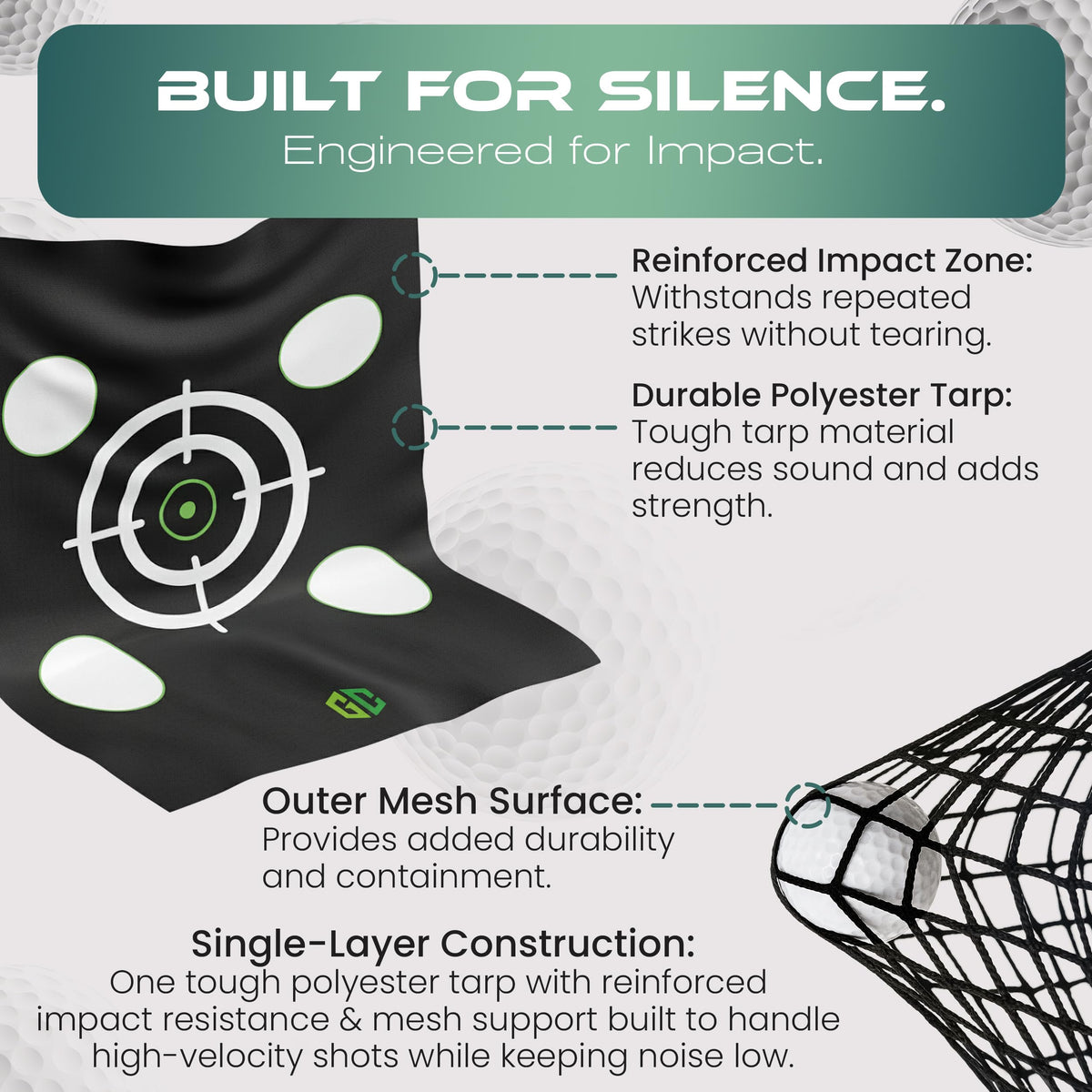 Heavy-Duty Golf Hitting Net 10x8x5.5 FT- Golf Practice Net with Silent Target Tarp, 4-Ply Net, Mat & Tee, Steel Tubes, Poles & Carry Bag - Golf Nets for Backyard, Indoor, Outdoor & Garage