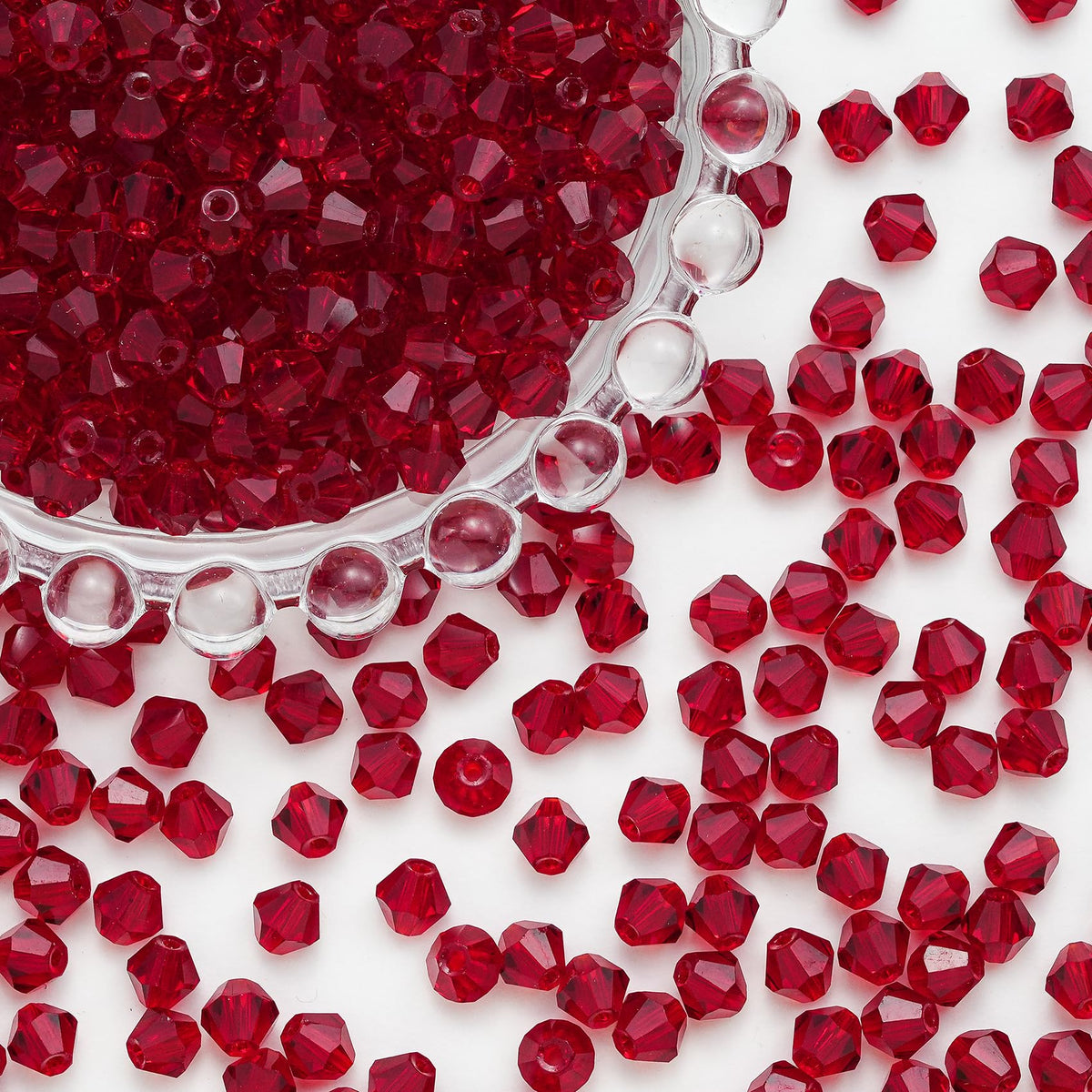 500PCS 6mm Bicone Crystal Beads Acrylic Faceted Spacer Loose Craft Beads Bulk for Jewelry Making DIY Friendship Bracelets Necklace Earring (Dark Red)