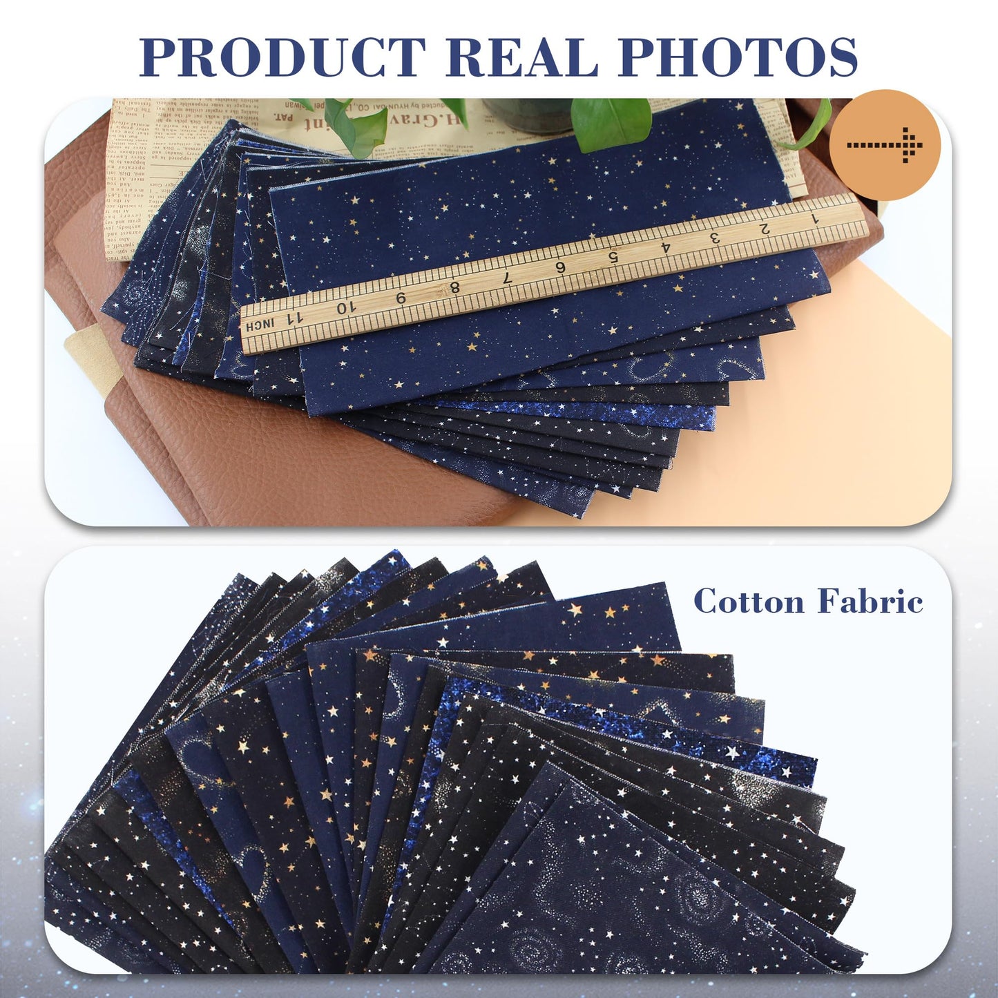 10pcs Quilting Print Fabric 19.9"X19.9" Cotton Fat Squares Sheets Printed Starry Sky Supplies for Sewing Patchwork Scrapbooking DIY Craft