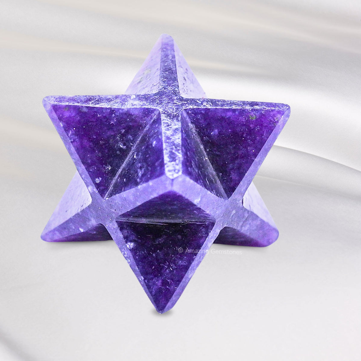 Amazing Gemstone Lepidolite Merkaba Crystal - 0.75 Inches Metaphysical Merkaba Star for Meditation - Energetic Tetrahedron Crystal and Healing Stones for Spiritual Growth and Healing (15-20mm)