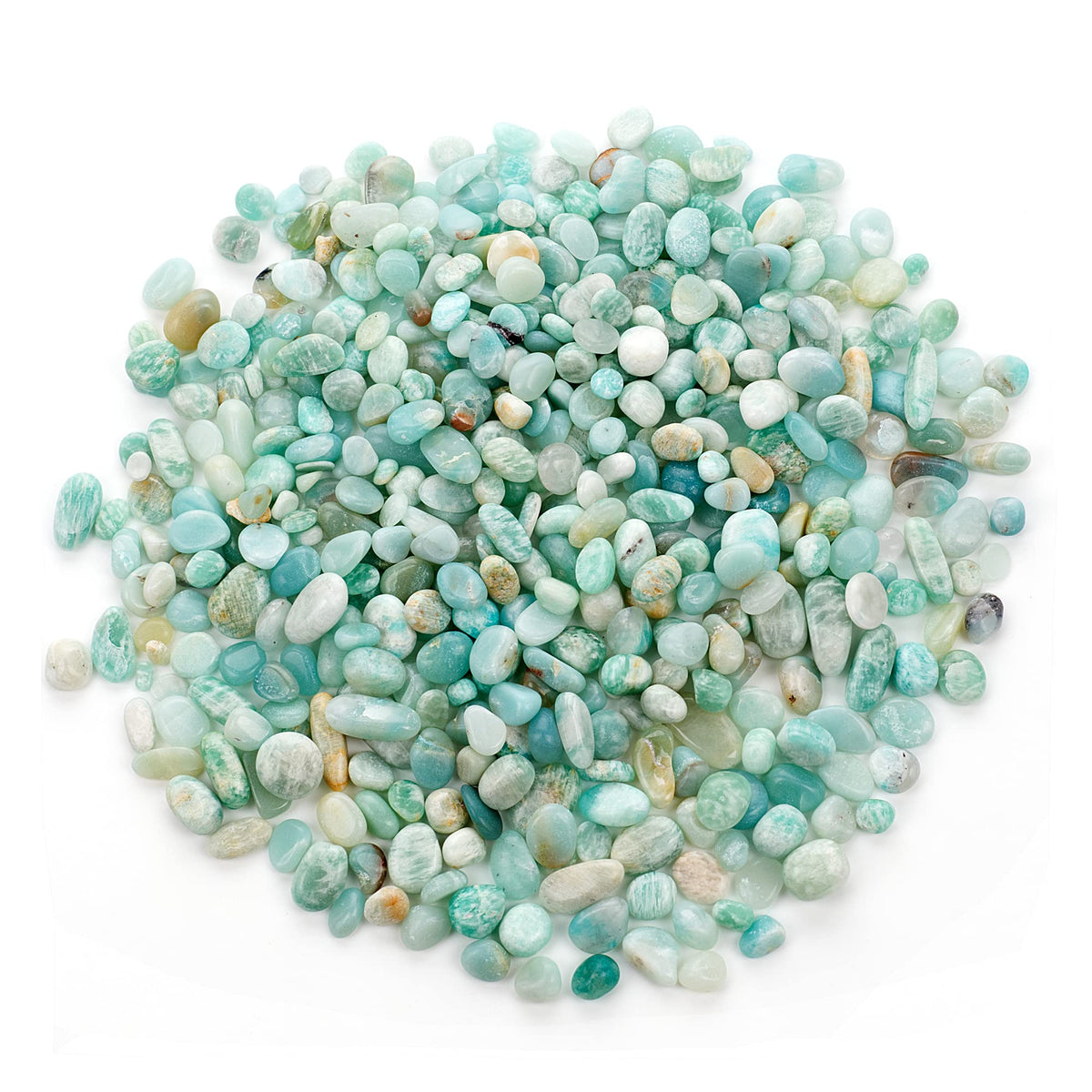 Cherry Tree Collection 1/2 Pound Polished Tumbled Gemstone Chips, Pebbles, Crystal Chips Bulk for Jewelry Making, Healing, Plants, Succulents, Aquariums, Decoration, Chakra (Amazonite-L)