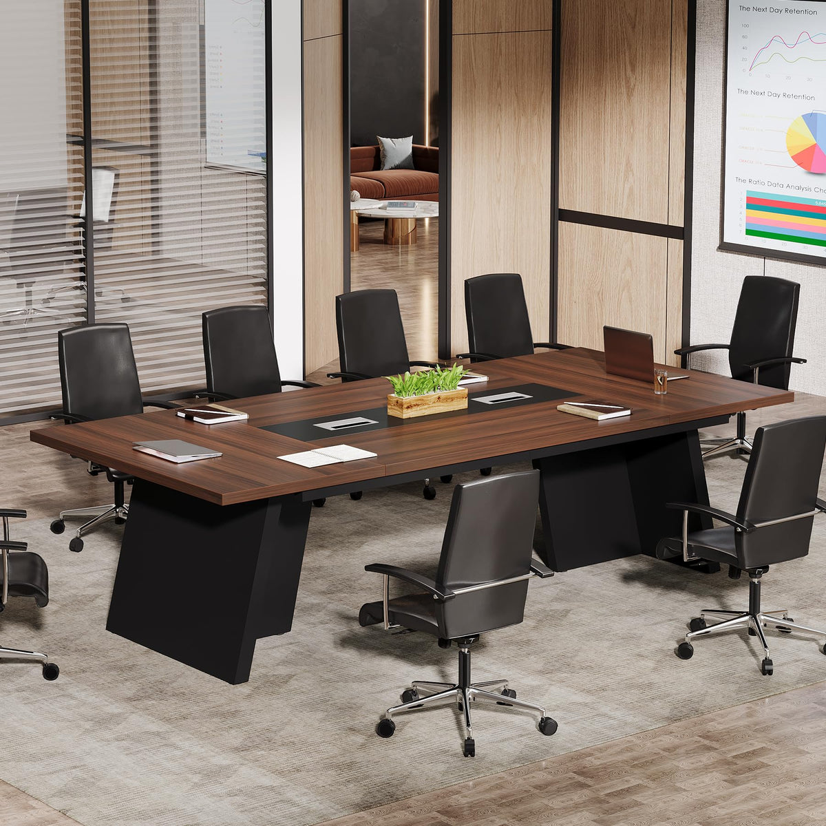 Tribesigns 8ft Conference Table, Large Office Conference Table for 8-10 Person, Business Seminar Furniture for Conference Room