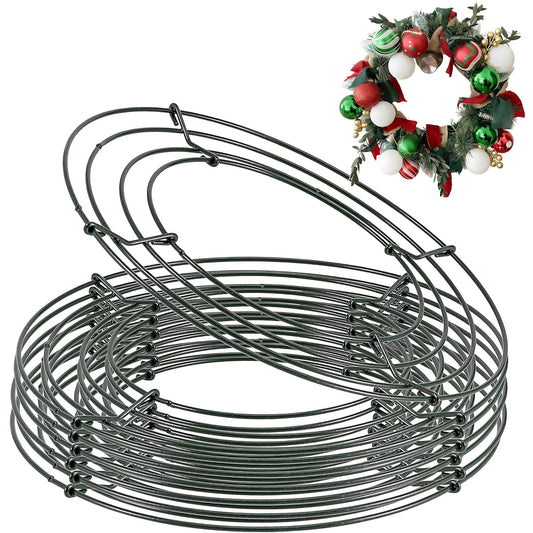 JEUIHAU 15 Pack 10 Inches Round Wire Wreath Frames, Green Metal Floral Wreath Frame, Wire Wreath Rings for Christmas New Year Party Home Decor DIY Crafts Supplies