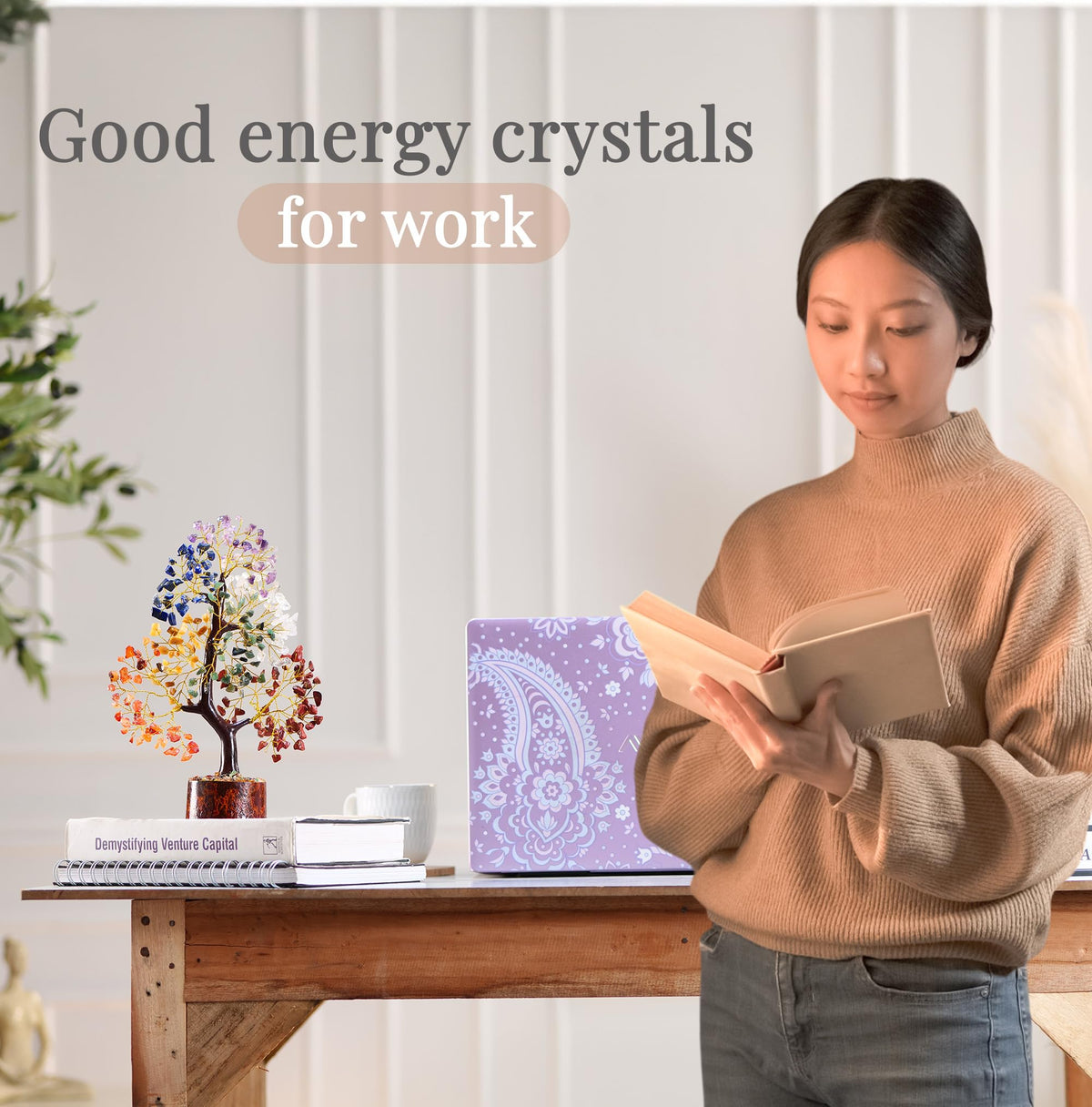 PYOR 7 Chakra Tree of Life Crystal Tree - Seven Chakra Healing Crystals & Stones for Chakra Balancing | Meditation | Reiki | Yoga Decor | Spiritual Gift | Gift for Woman